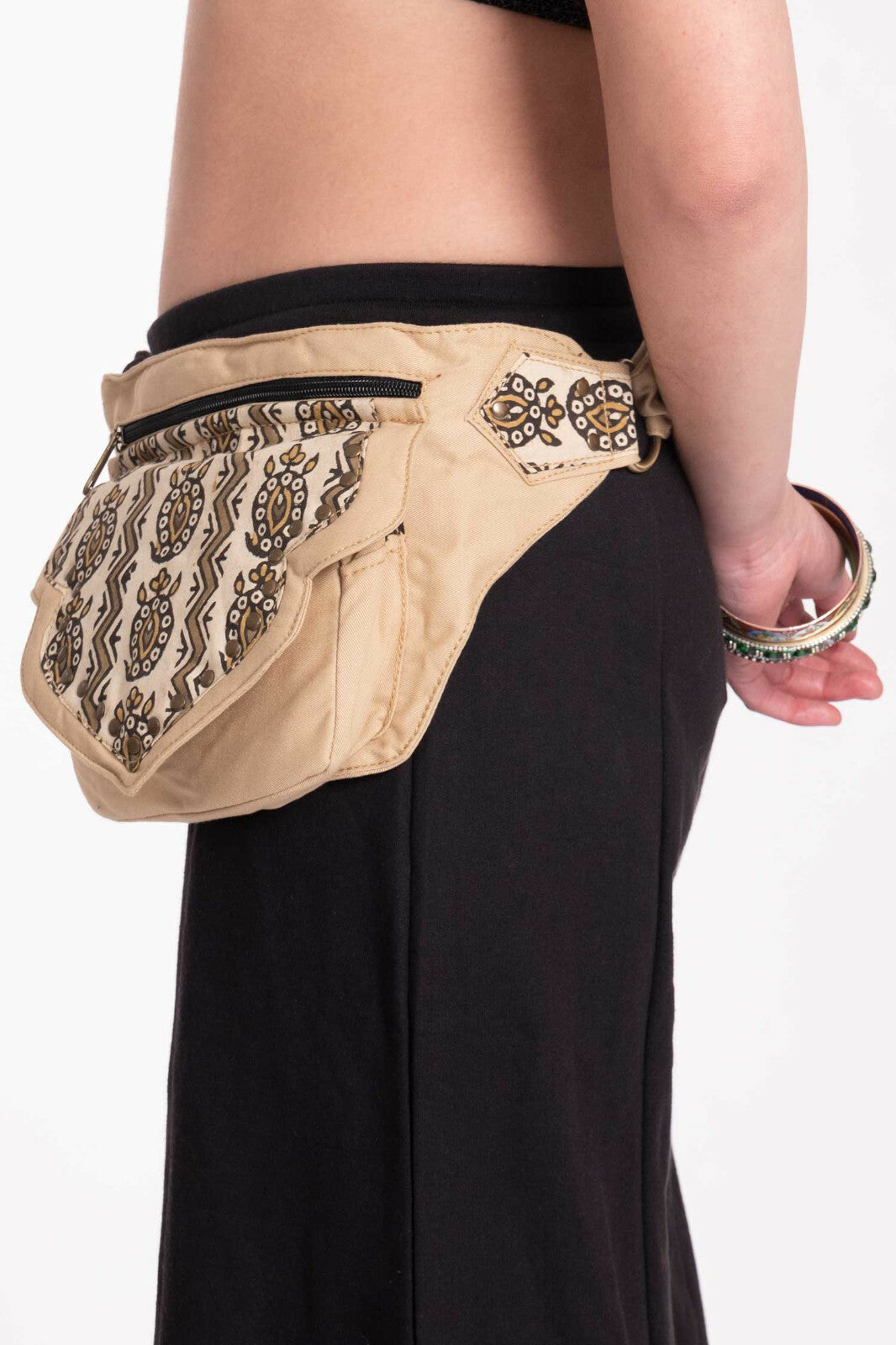 Hand Stamped Block Print Pocket Belt