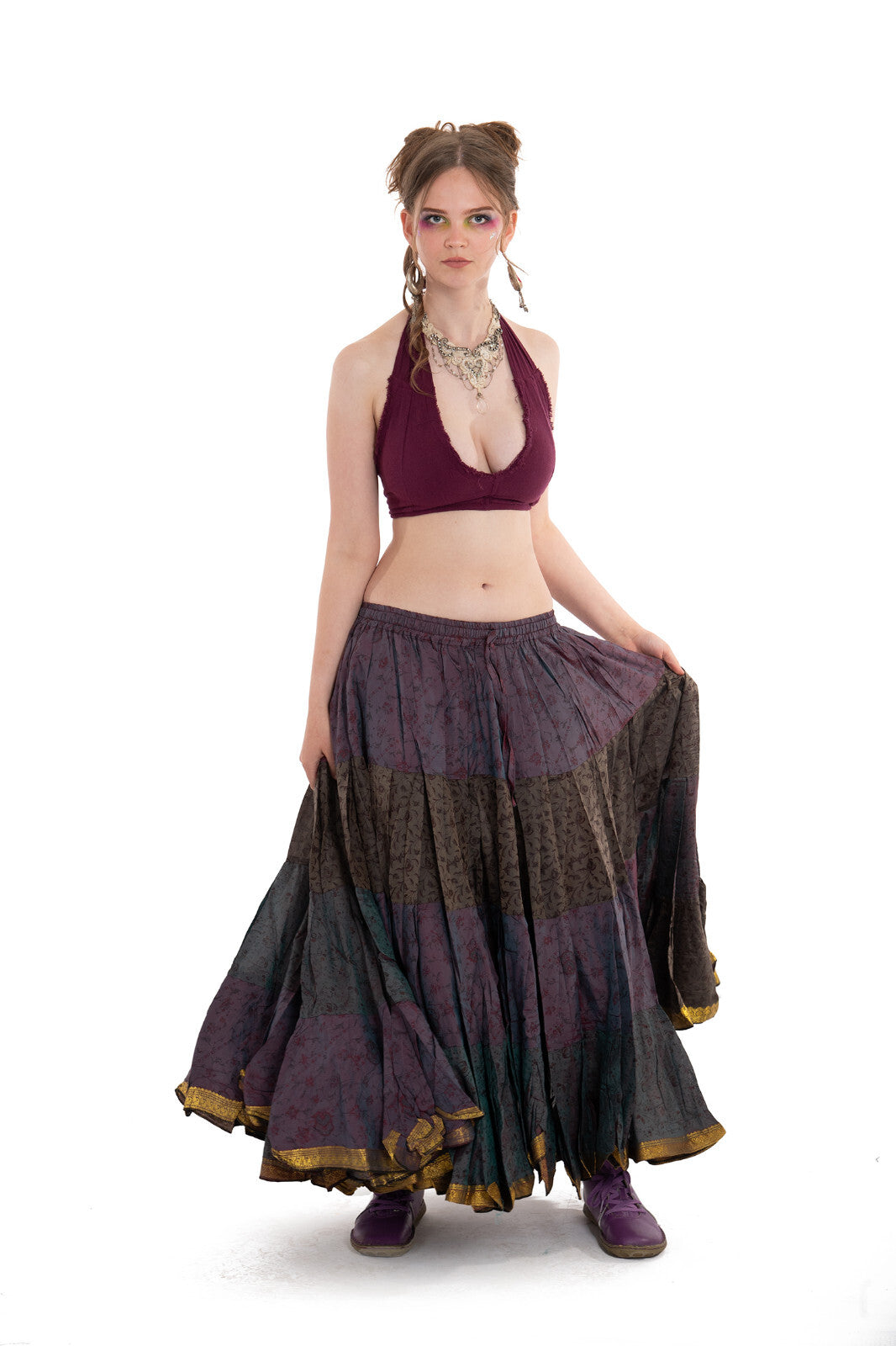 Long Upcycled Belly Dance Ats Skirt