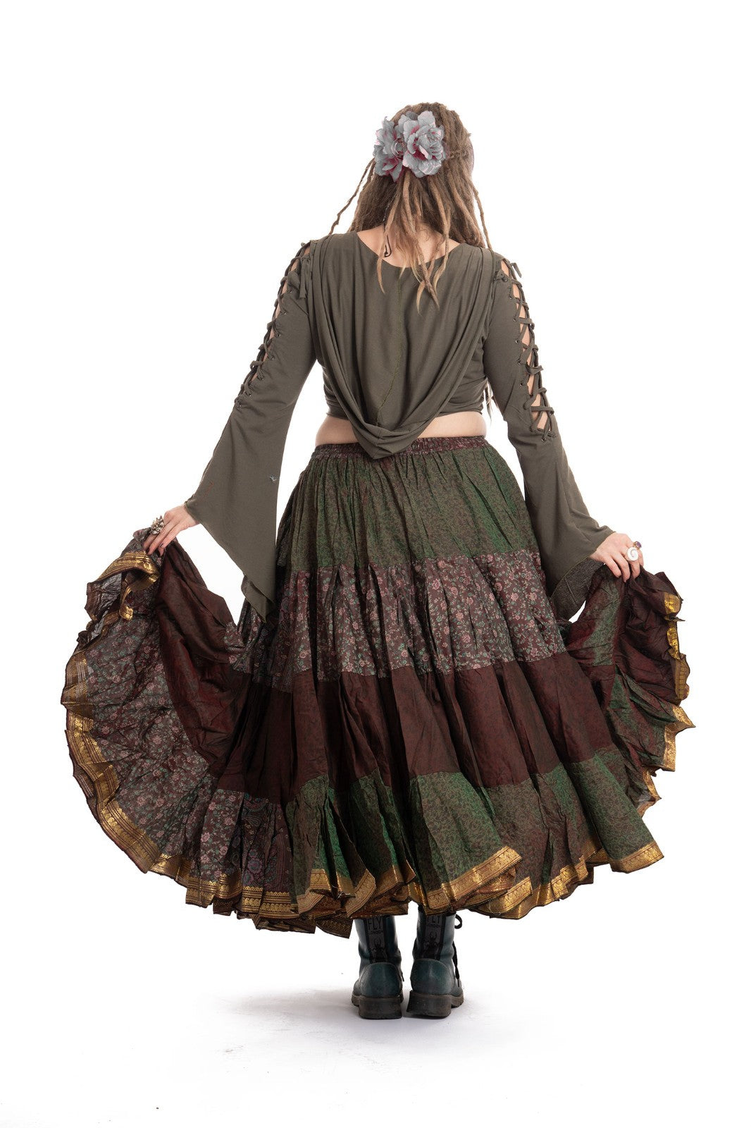 Long Upcycled Belly Dance Ats Skirt