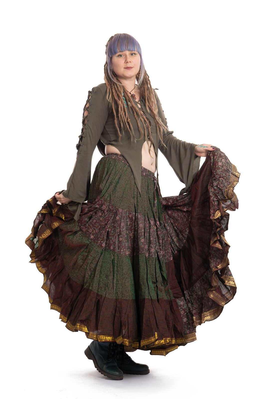 Long Upcycled Belly Dance Ats Skirt