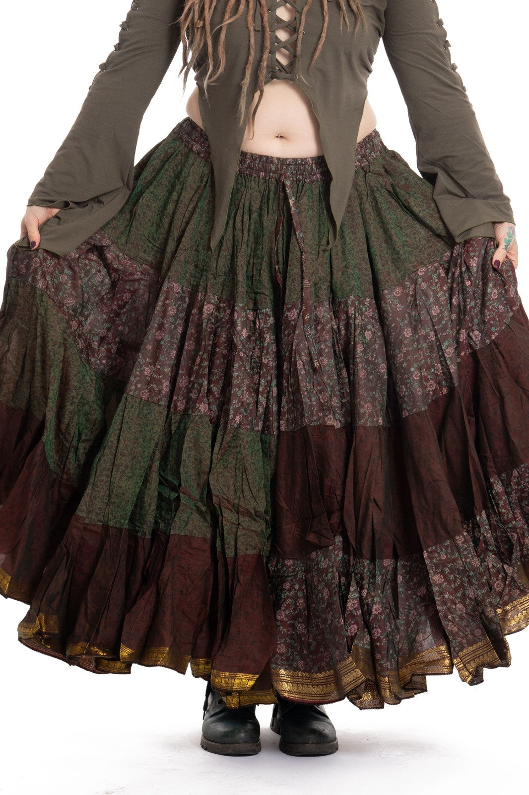Long Upcycled Belly Dance Ats Skirt