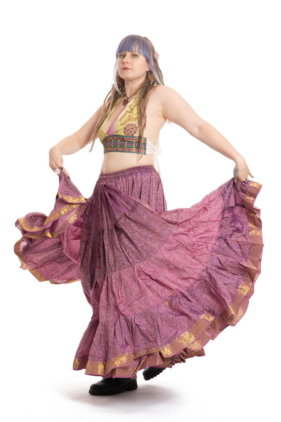 Long Upcycled Belly Dance Ats Skirt