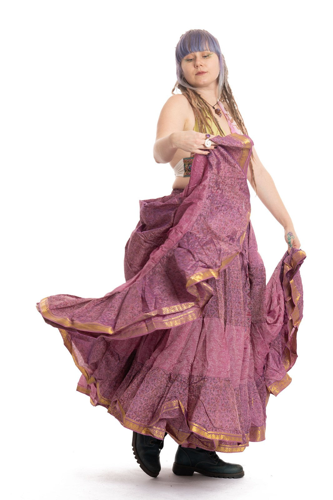 Long Upcycled Belly Dance Ats Skirt