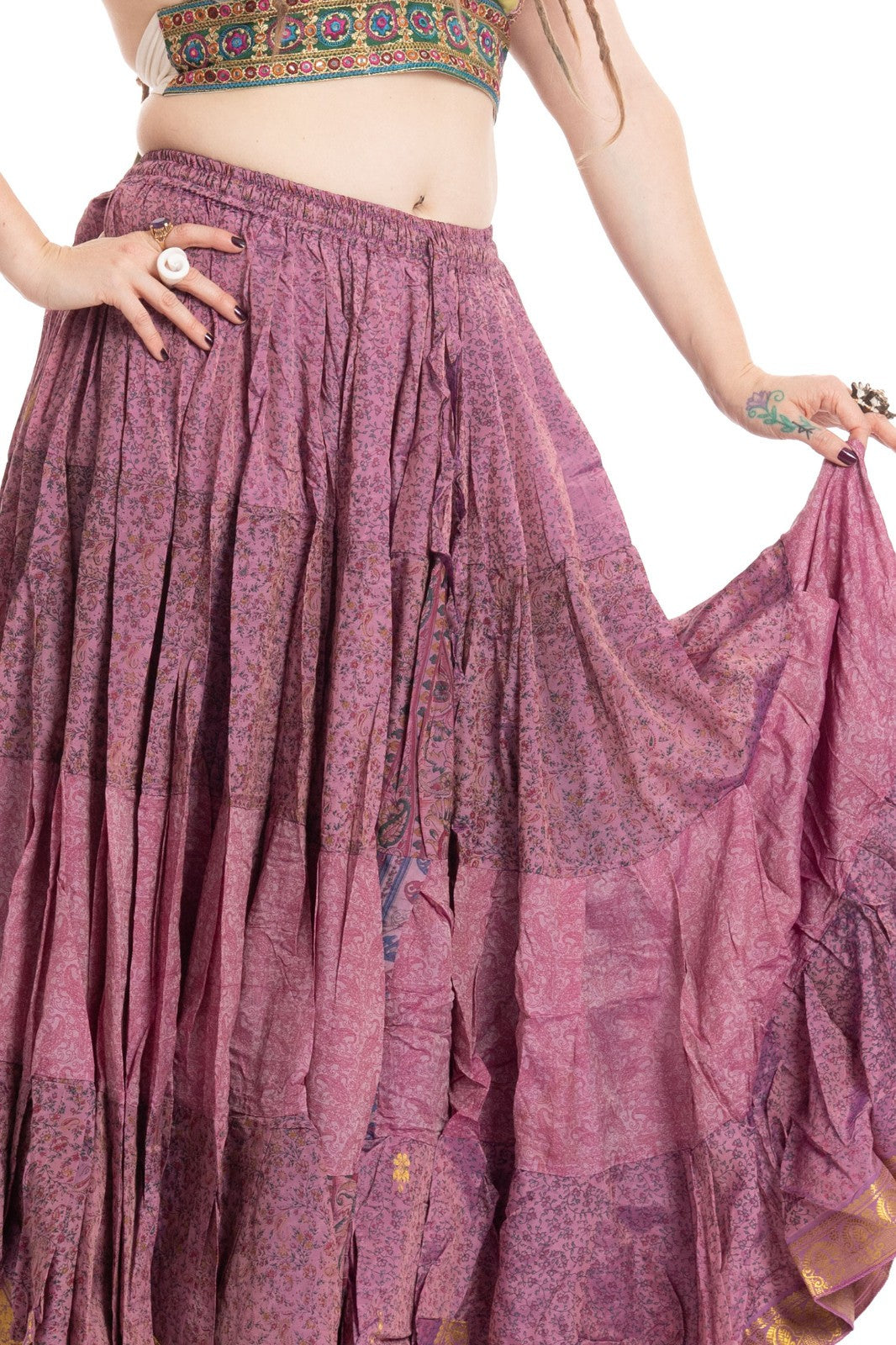 Long Upcycled Belly Dance Ats Skirt