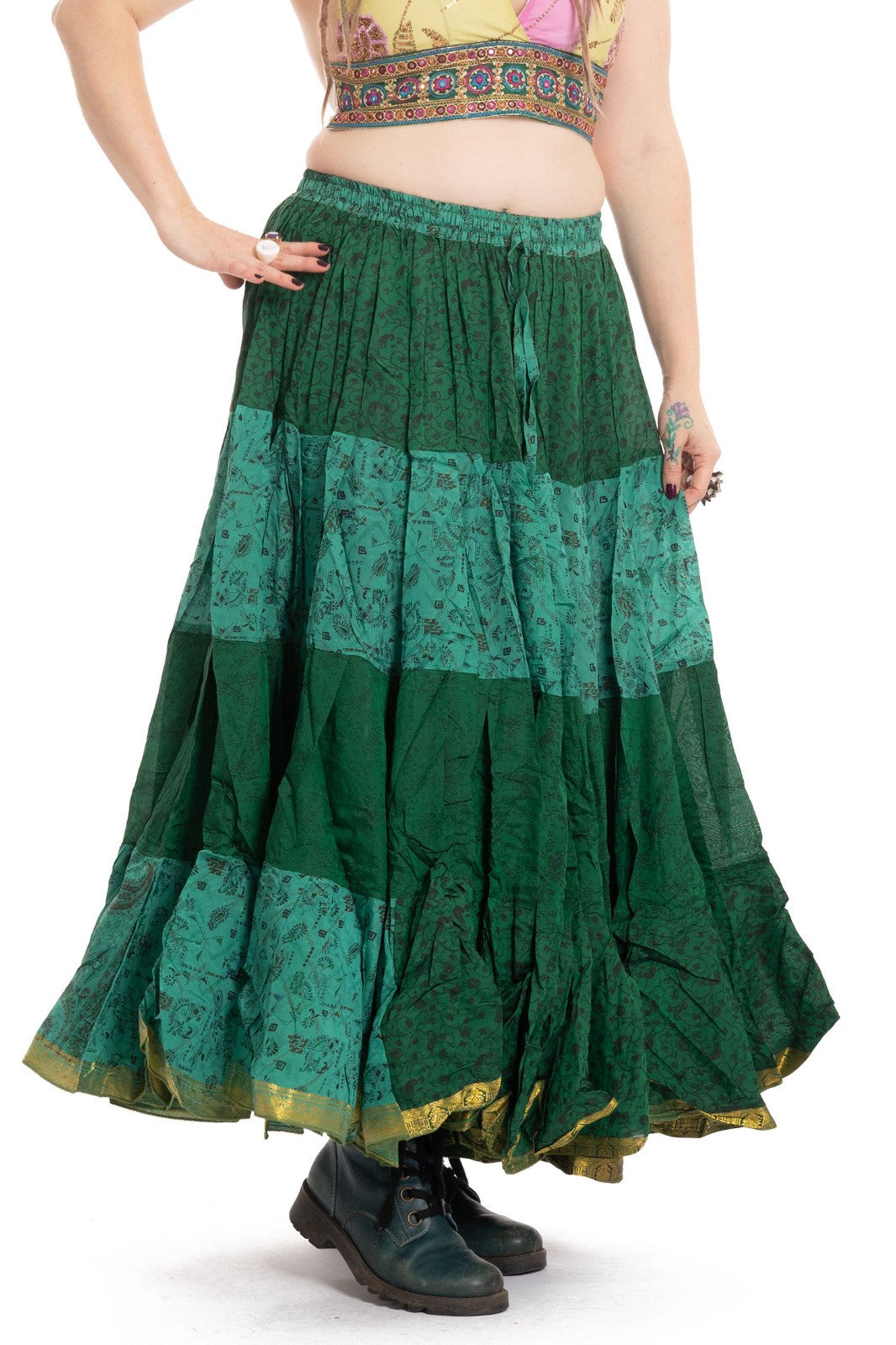 Long Upcycled Belly Dance Ats Skirt