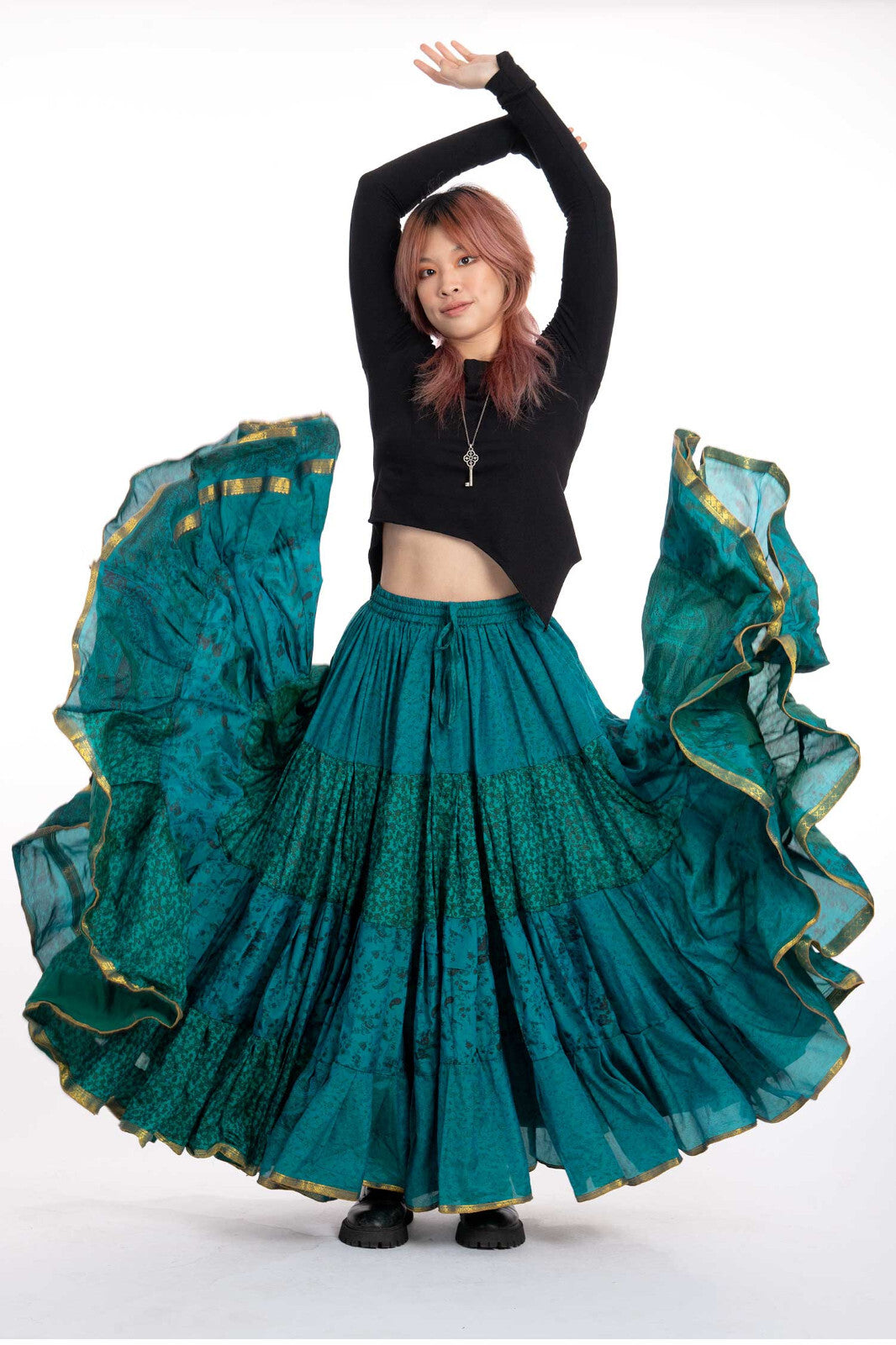 Long Upcycled Belly Dance Ats Skirt