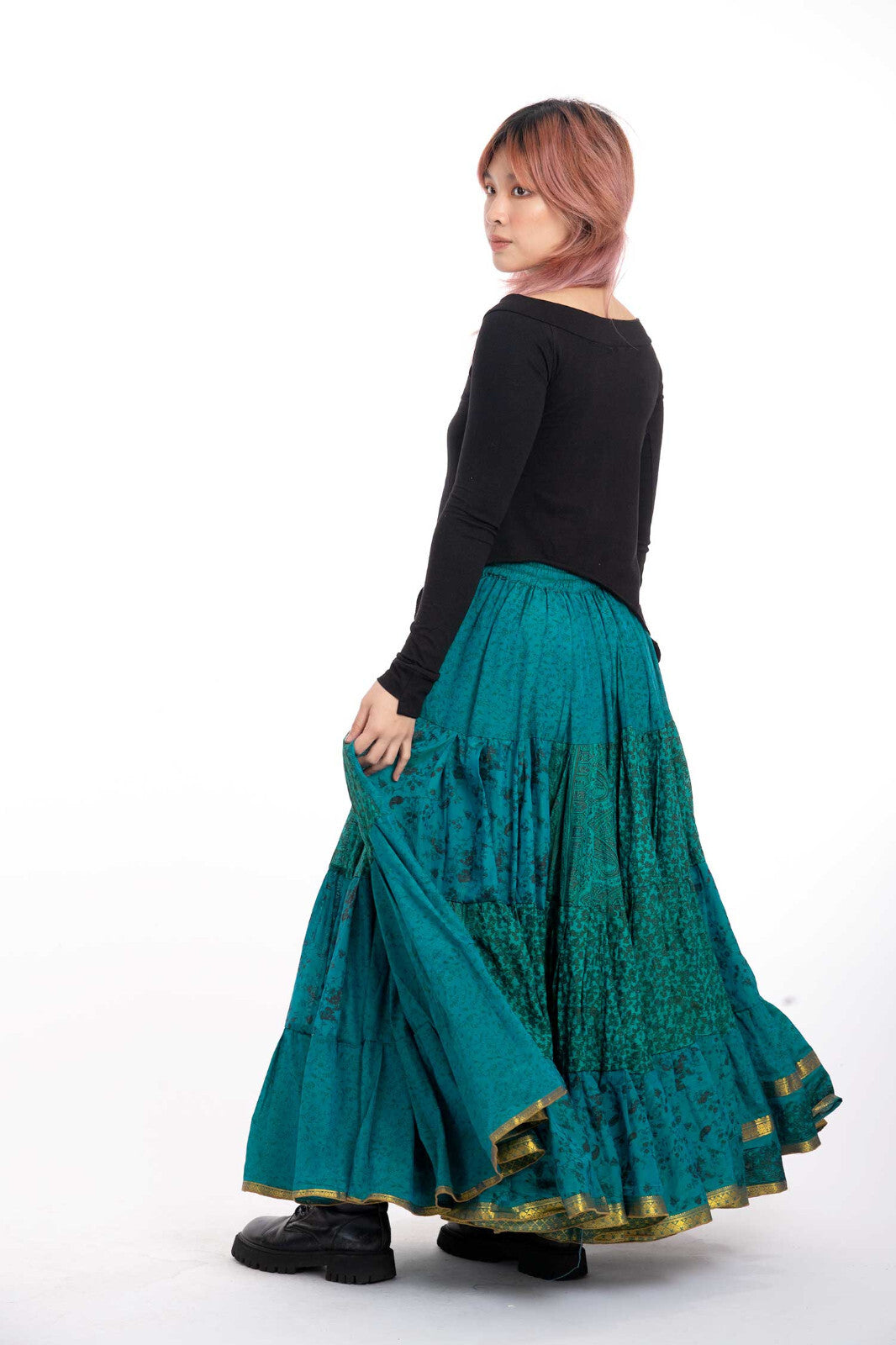 Long Upcycled Belly Dance Ats Skirt
