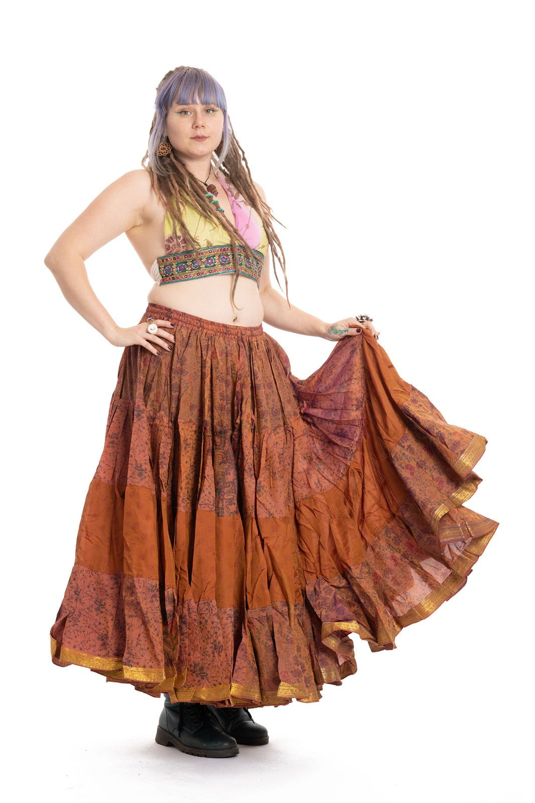 Long Upcycled Belly Dance Ats Skirt