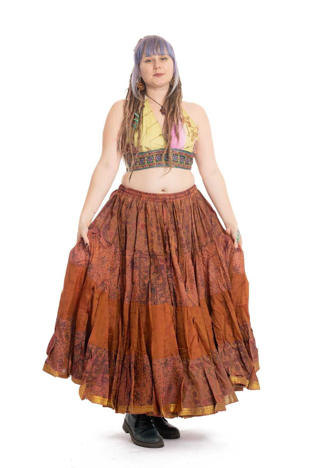 Long Upcycled Belly Dance Ats Skirt