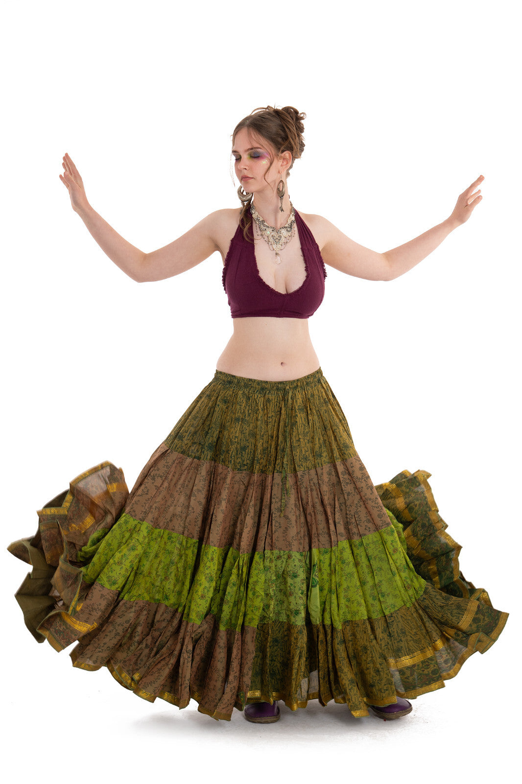 Long Upcycled Belly Dance Ats Skirt
