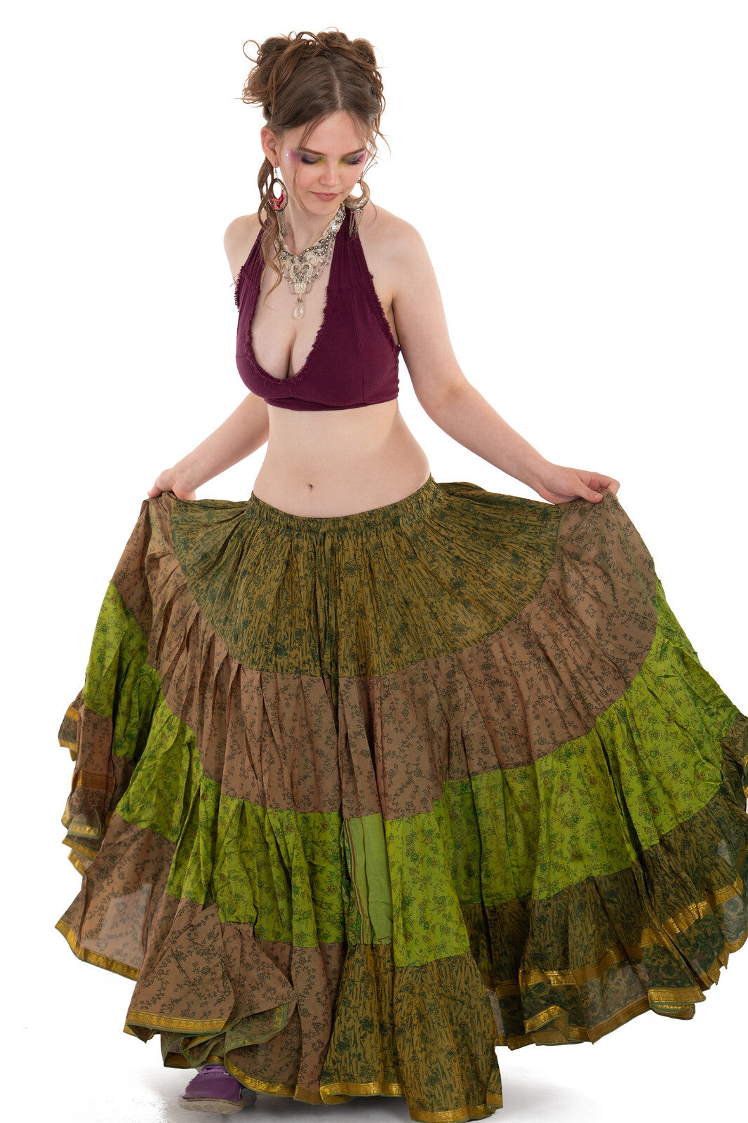 Long Upcycled Belly Dance Ats Skirt
