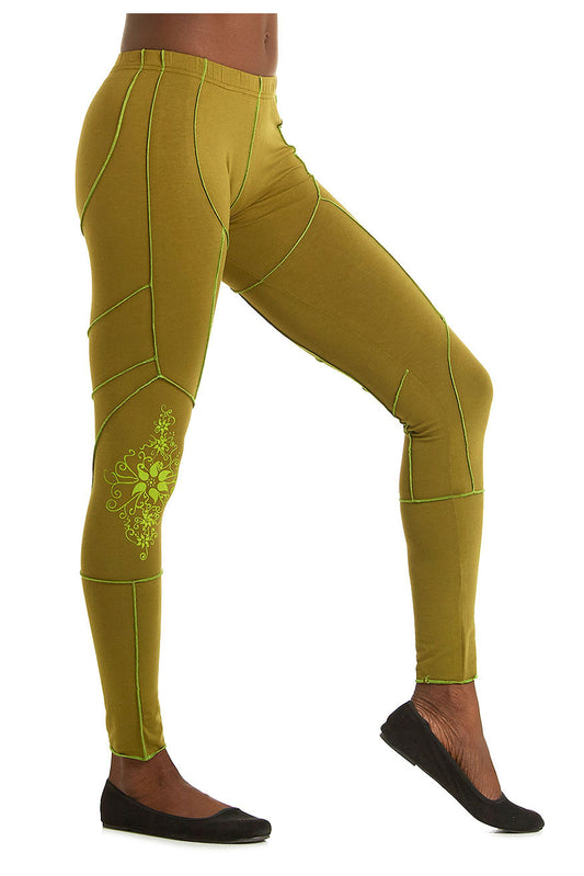Pixie Leaf Leggings with Neon Overlock
