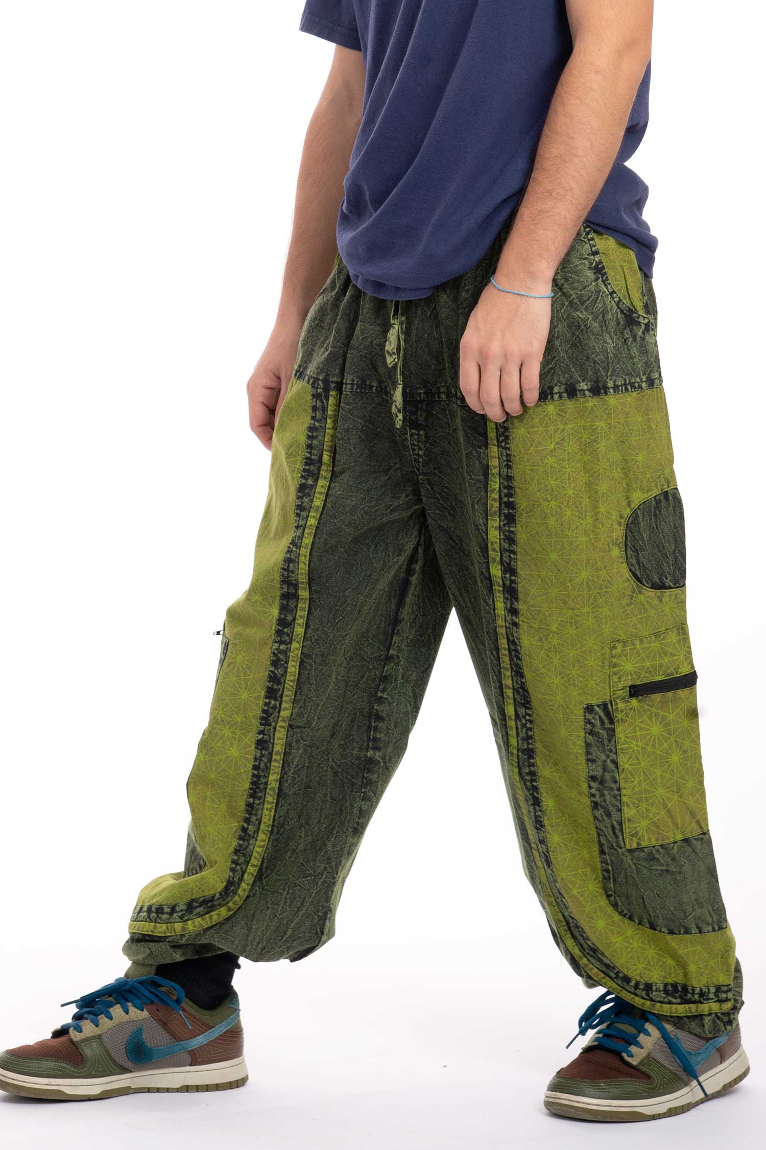 Unisex Flower Of Life Geometric Trousers - Triangle Geo Trousers (RGTRITS) by Altshop UK