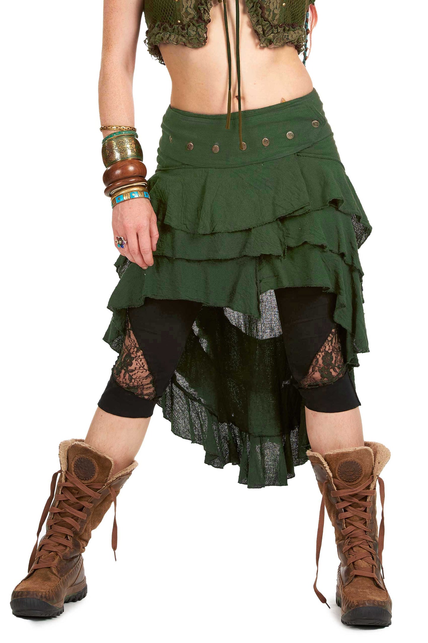Boho High-Low Skirt, natural bohemian Goa goddess skirt - Wendy Skirt (DEVWENS) by Altshop UK