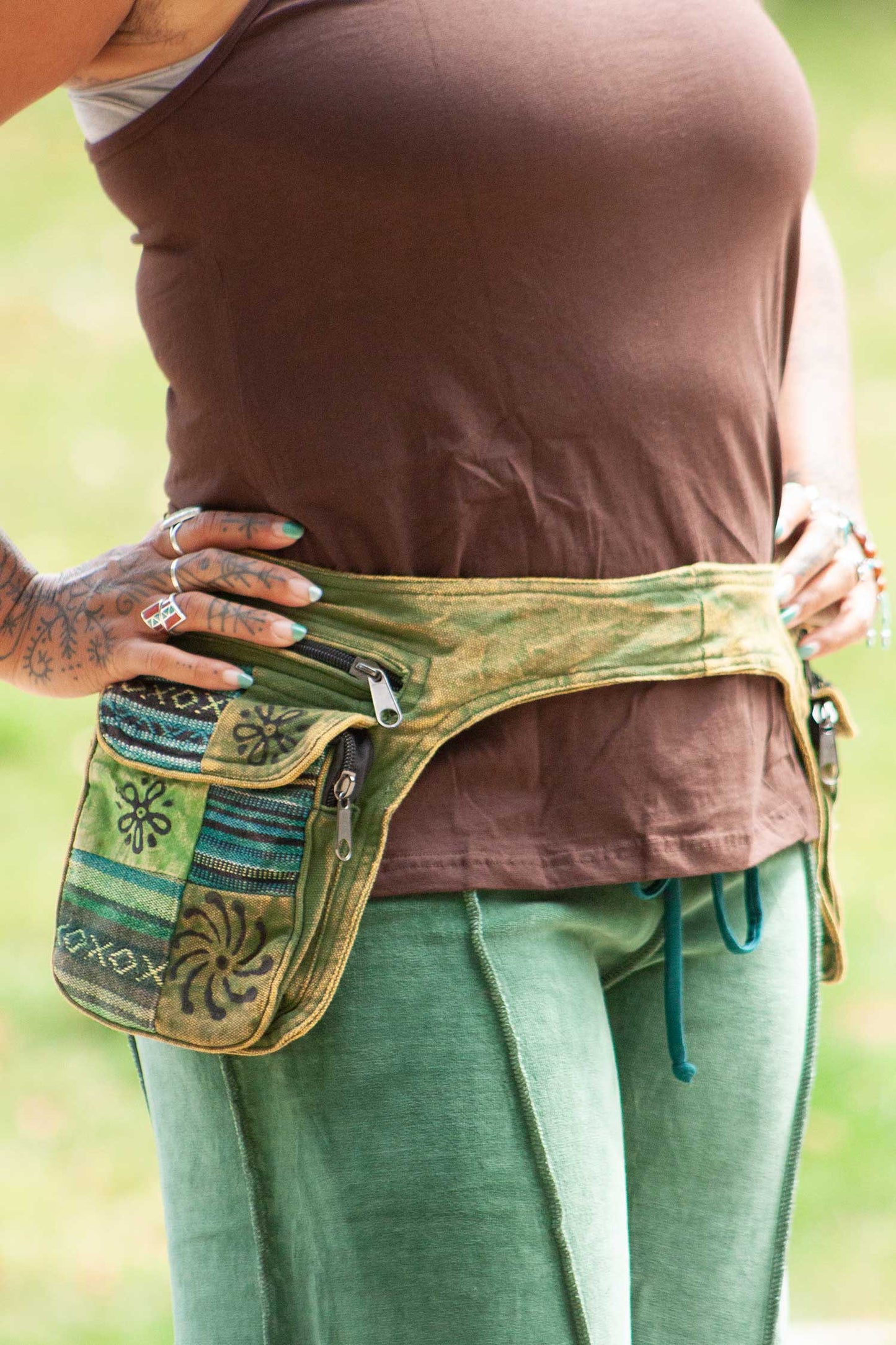 Stonewash Patchwork Pocket Belt (extra large) Min waist 41"