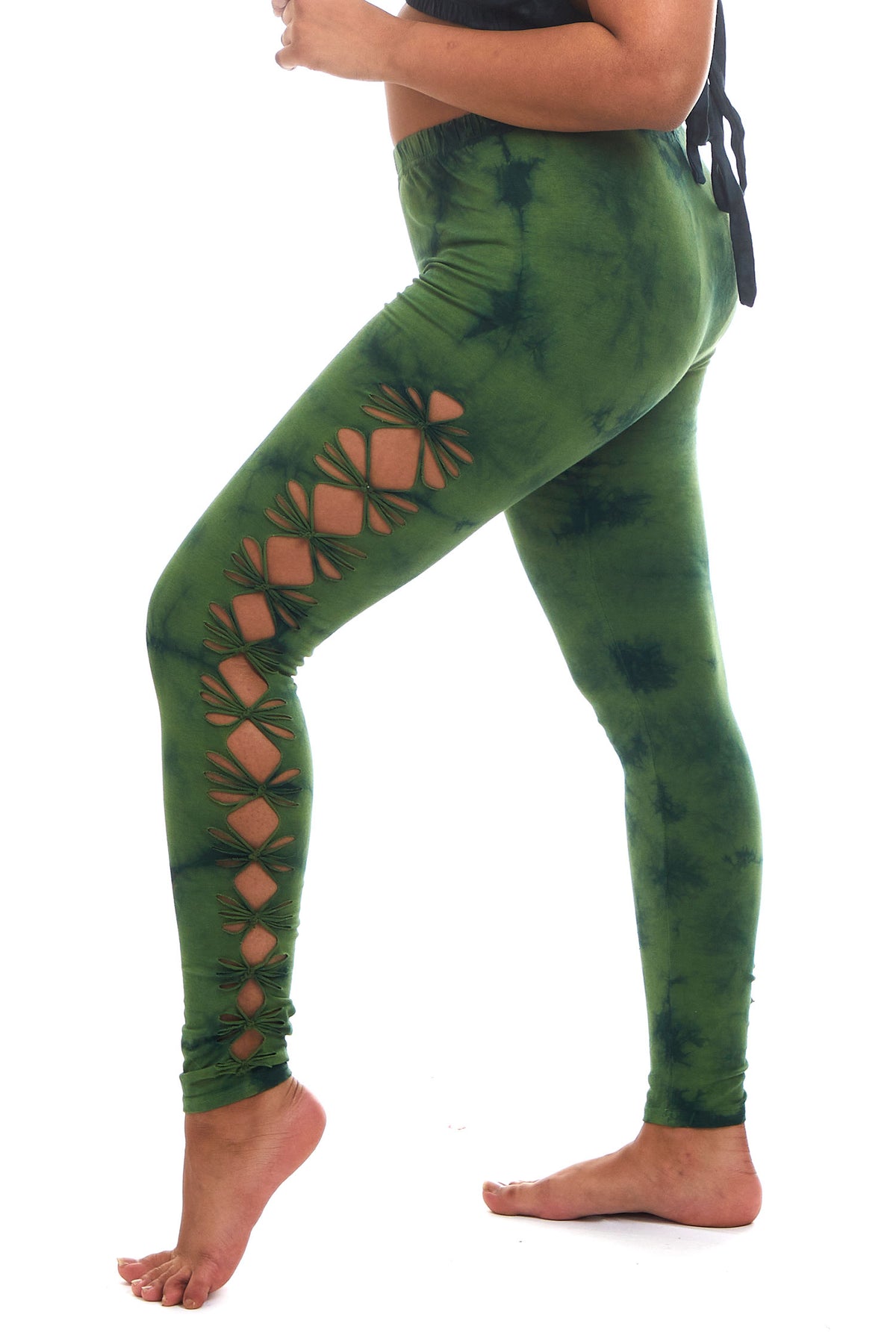 Tie Dye Leggings, Hippy Festival Braid Leggings - Flower Leggings (DEVFLHL) by Altshop UK