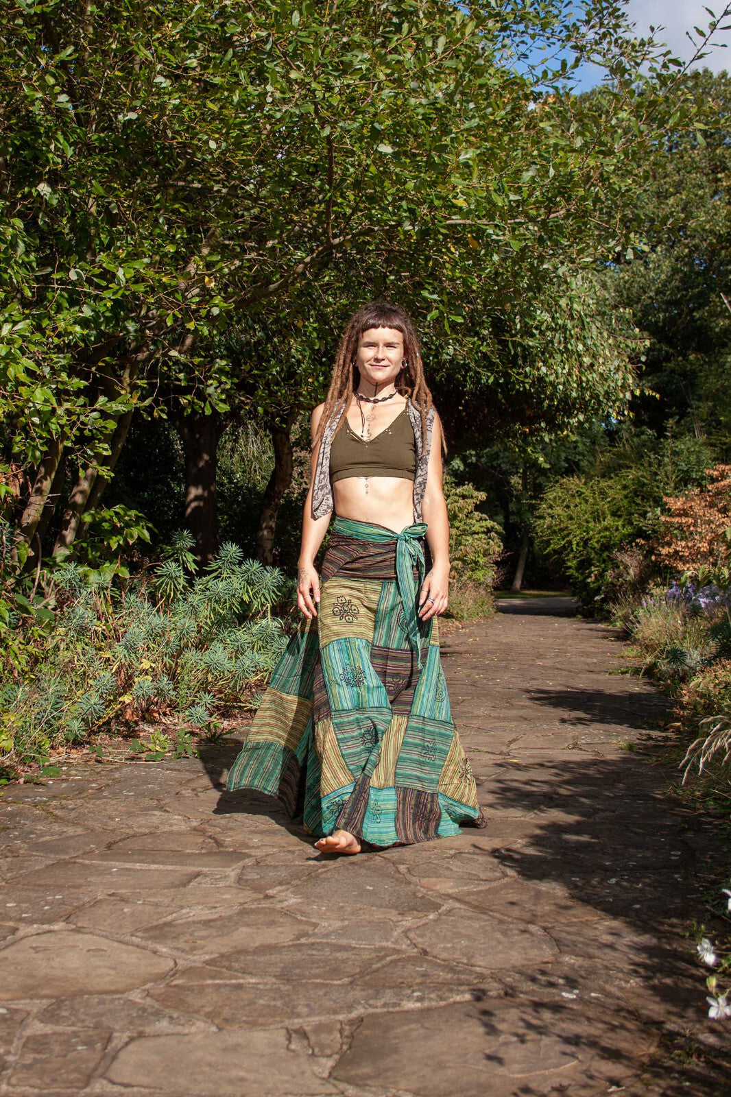 Long Earthy Patchwork Skirt