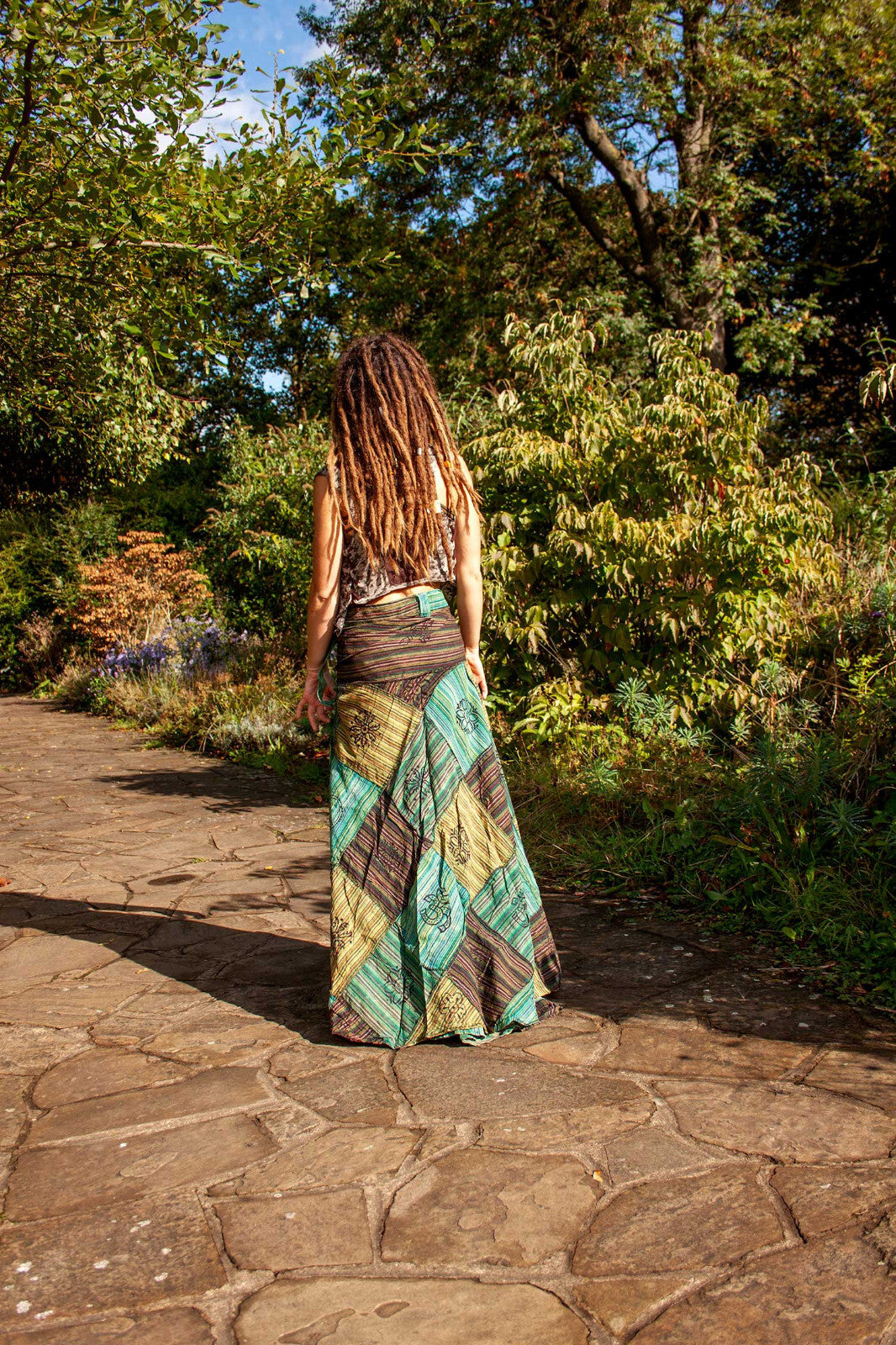 Long Earthy Patchwork Skirt