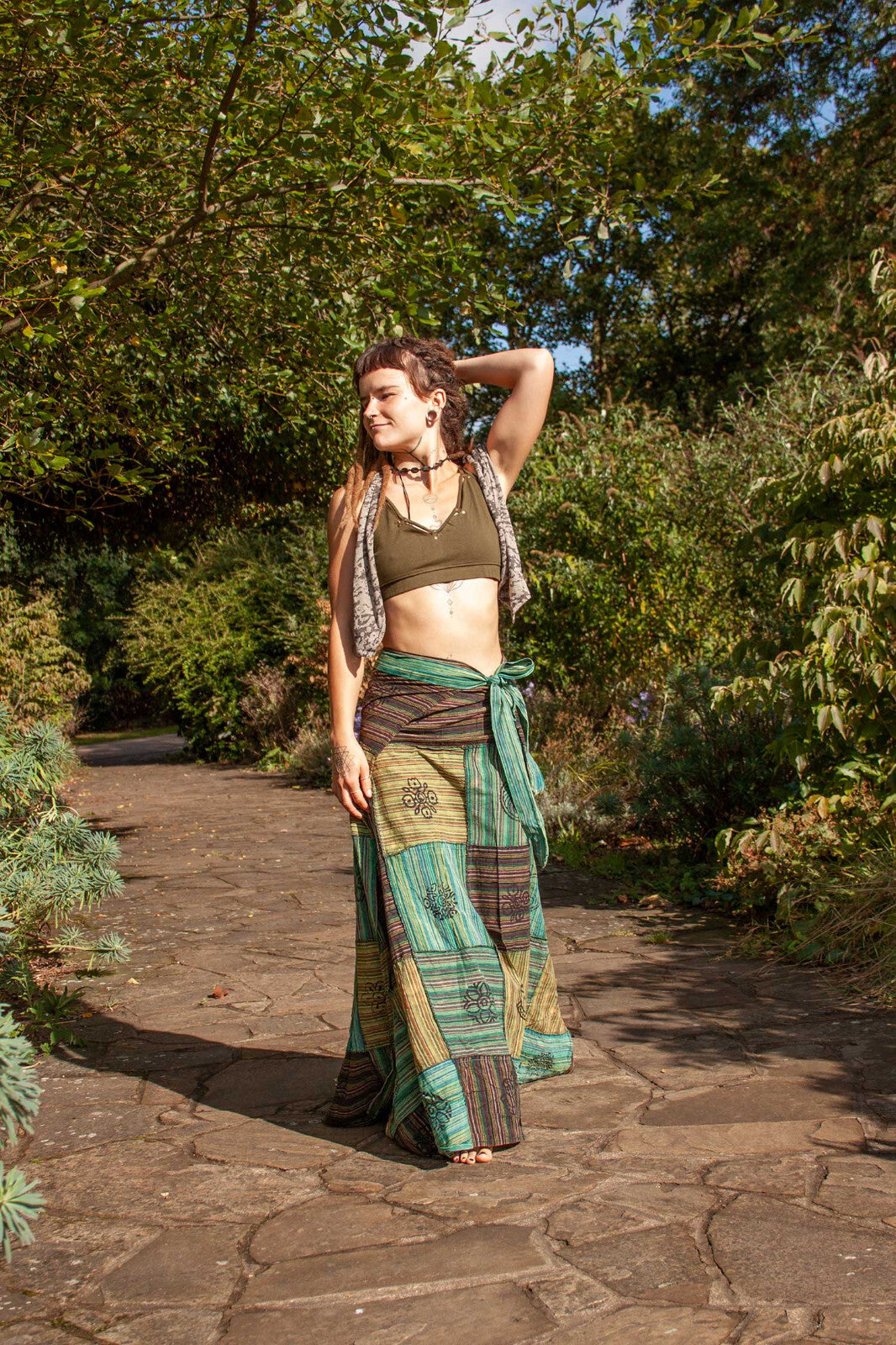 Long Earthy Patchwork Skirt