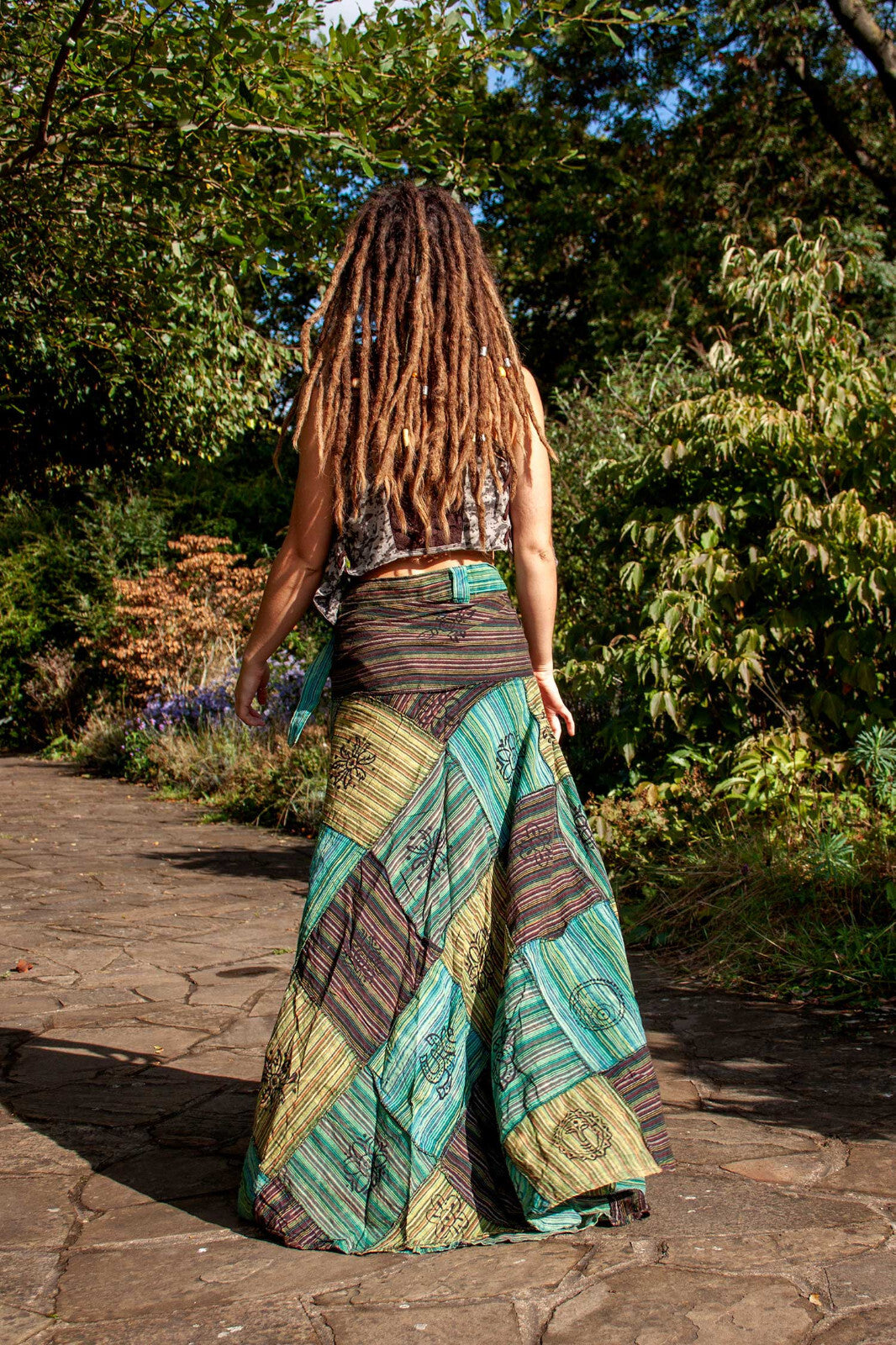 Long Earthy Patchwork Skirt
