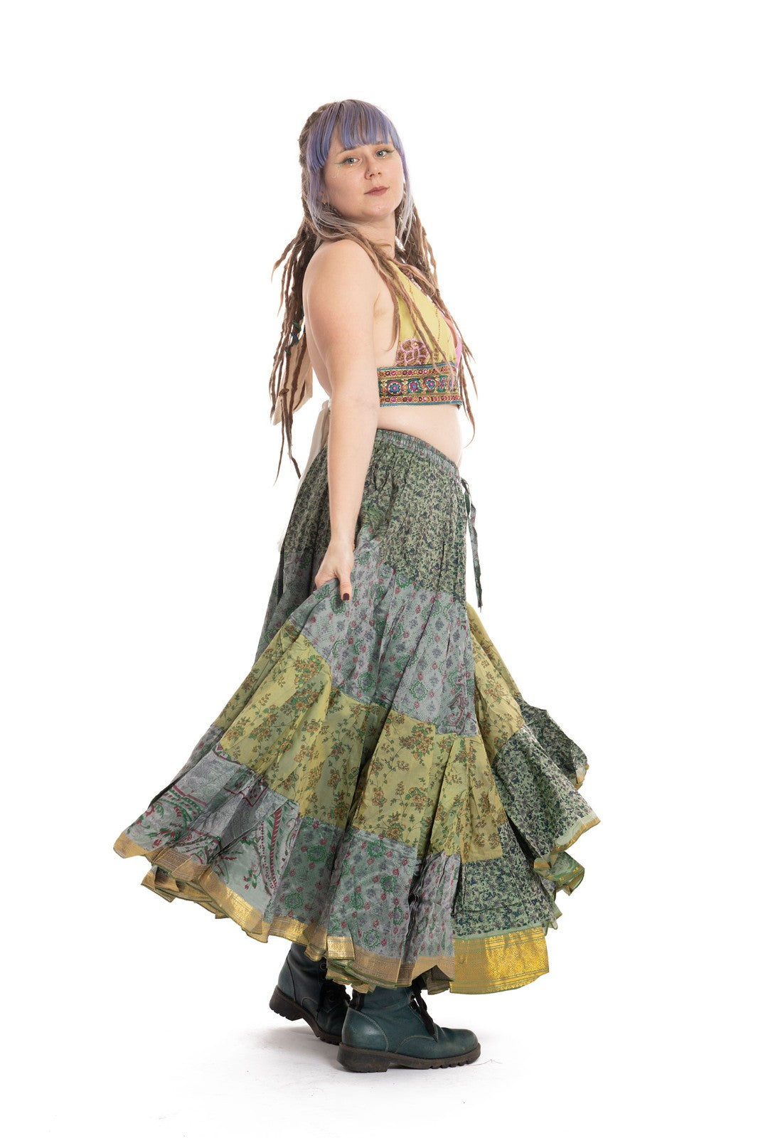 Long Upcycled Belly Dance Ats Skirt