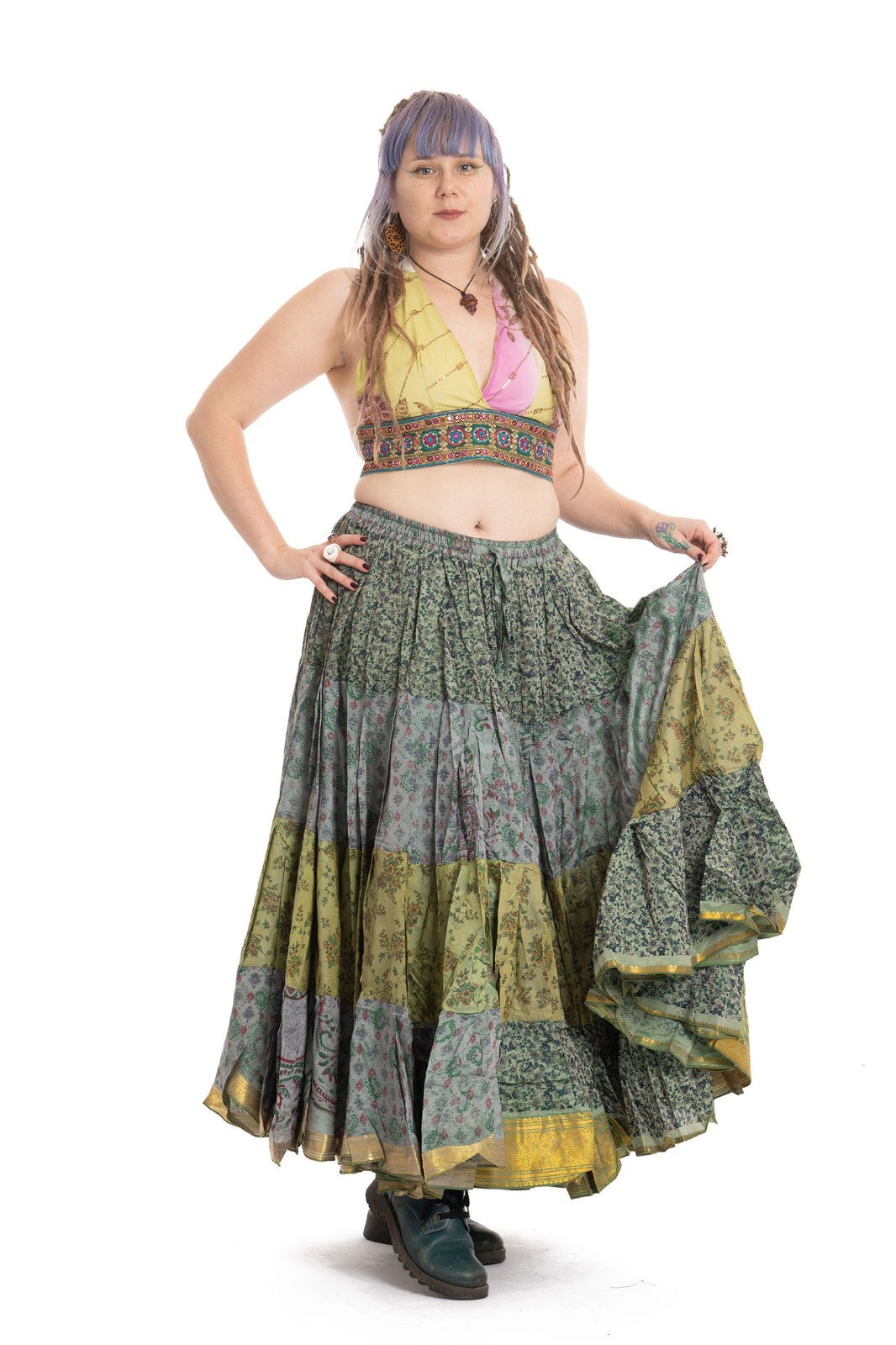 Long Upcycled Belly Dance Ats Skirt