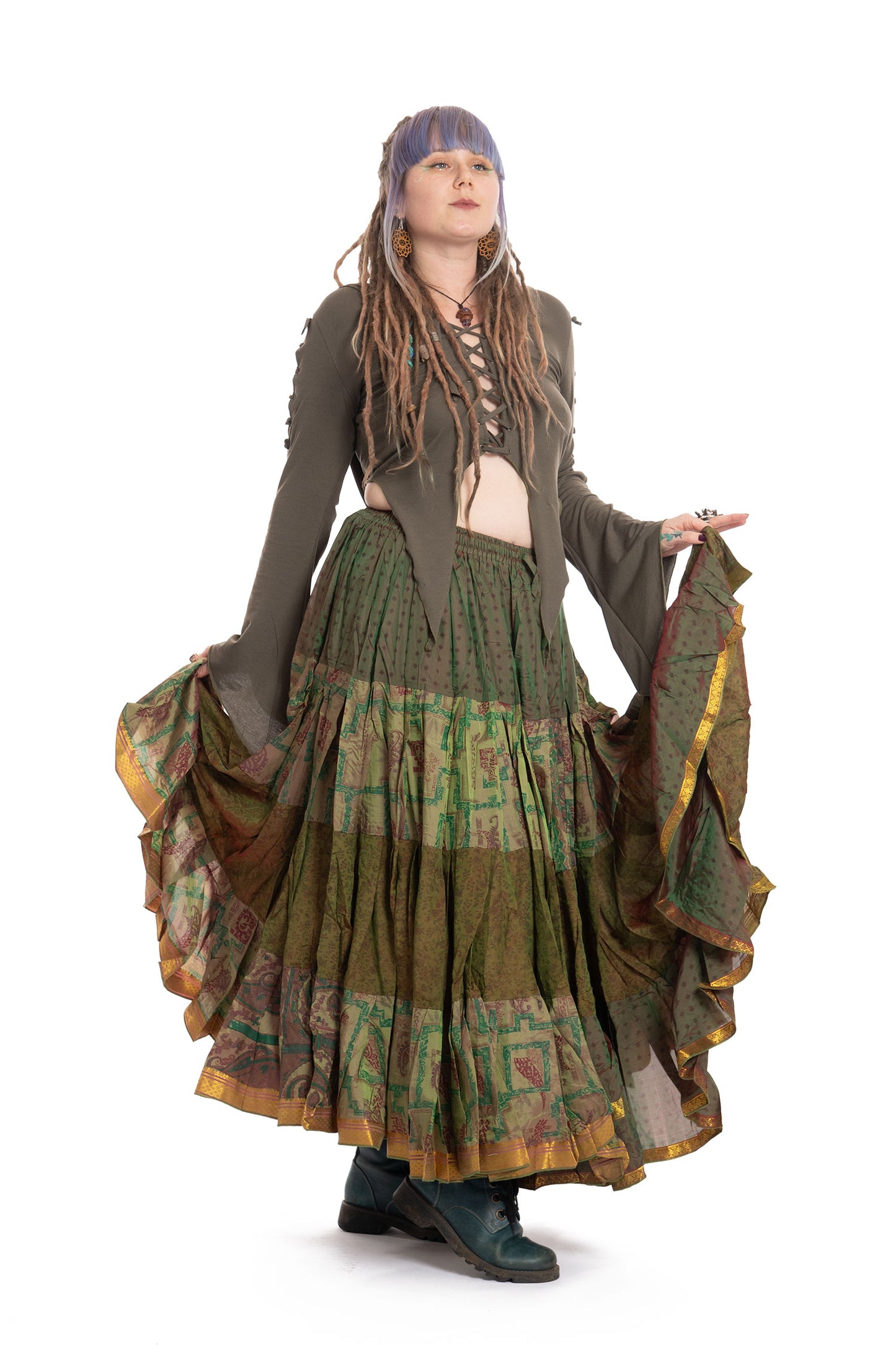 Long Upcycled Belly Dance ATS Skirt