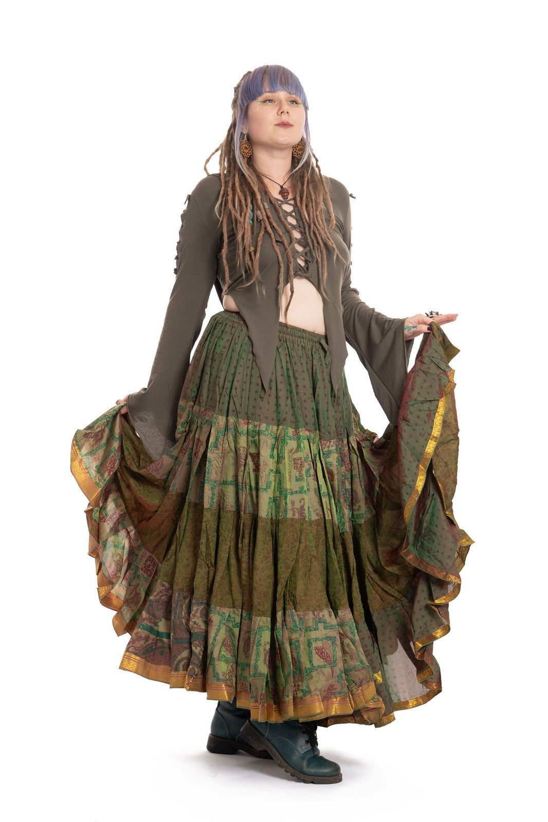 Long Upcycled Belly Dance Ats Skirt