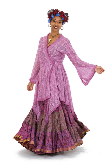 Ibiza Wrap Jacket, pagan Gypsy boho kimono vintage-style hippy top - Lace wrap (DBANLA) by Altshop UK