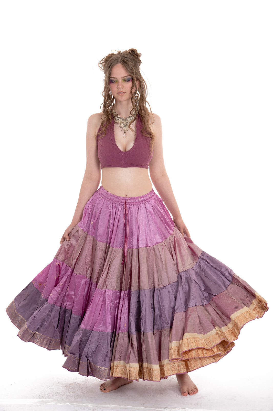 Long Upcycled Belly Dance Ats Skirt