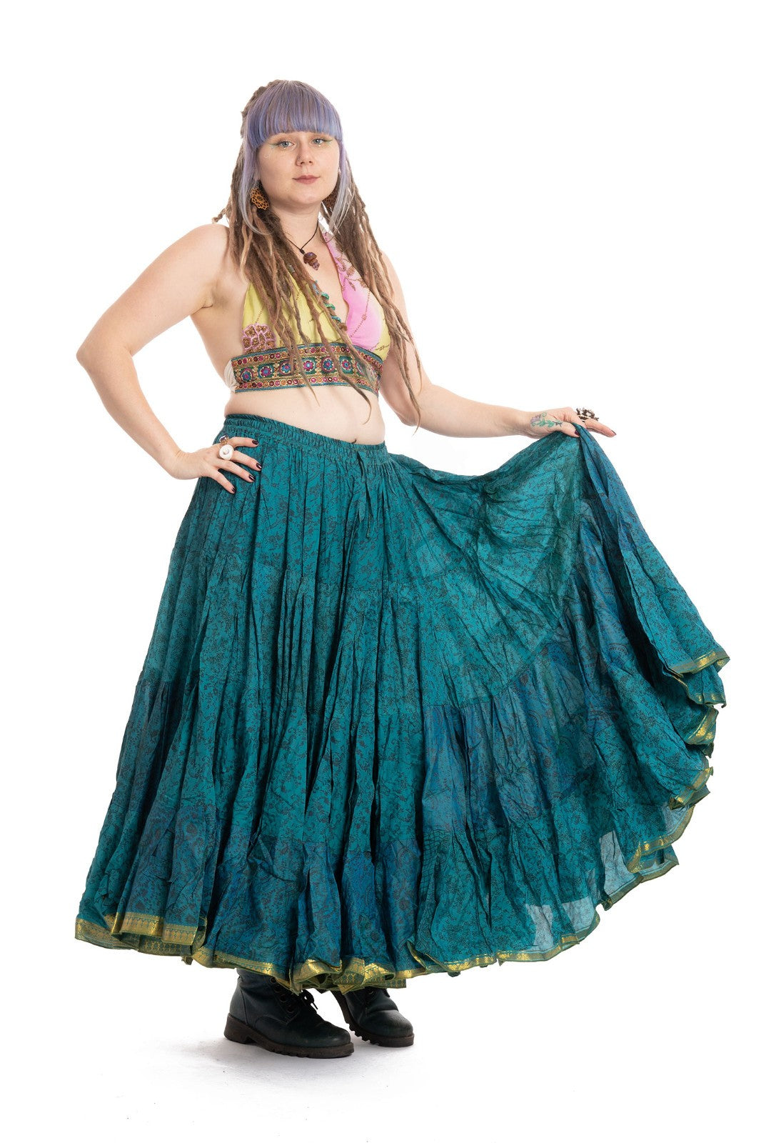 Long Upcycled Belly Dance Ats Skirt