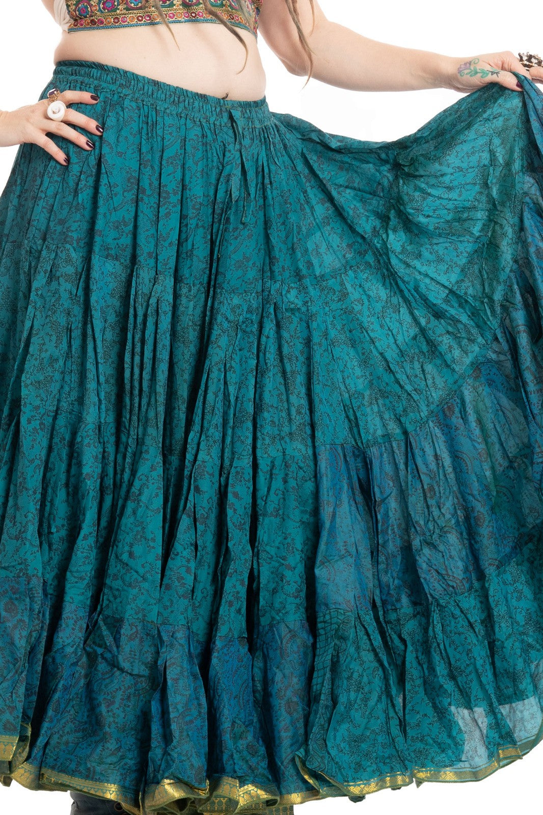 Long Upcycled Belly Dance Ats Skirt
