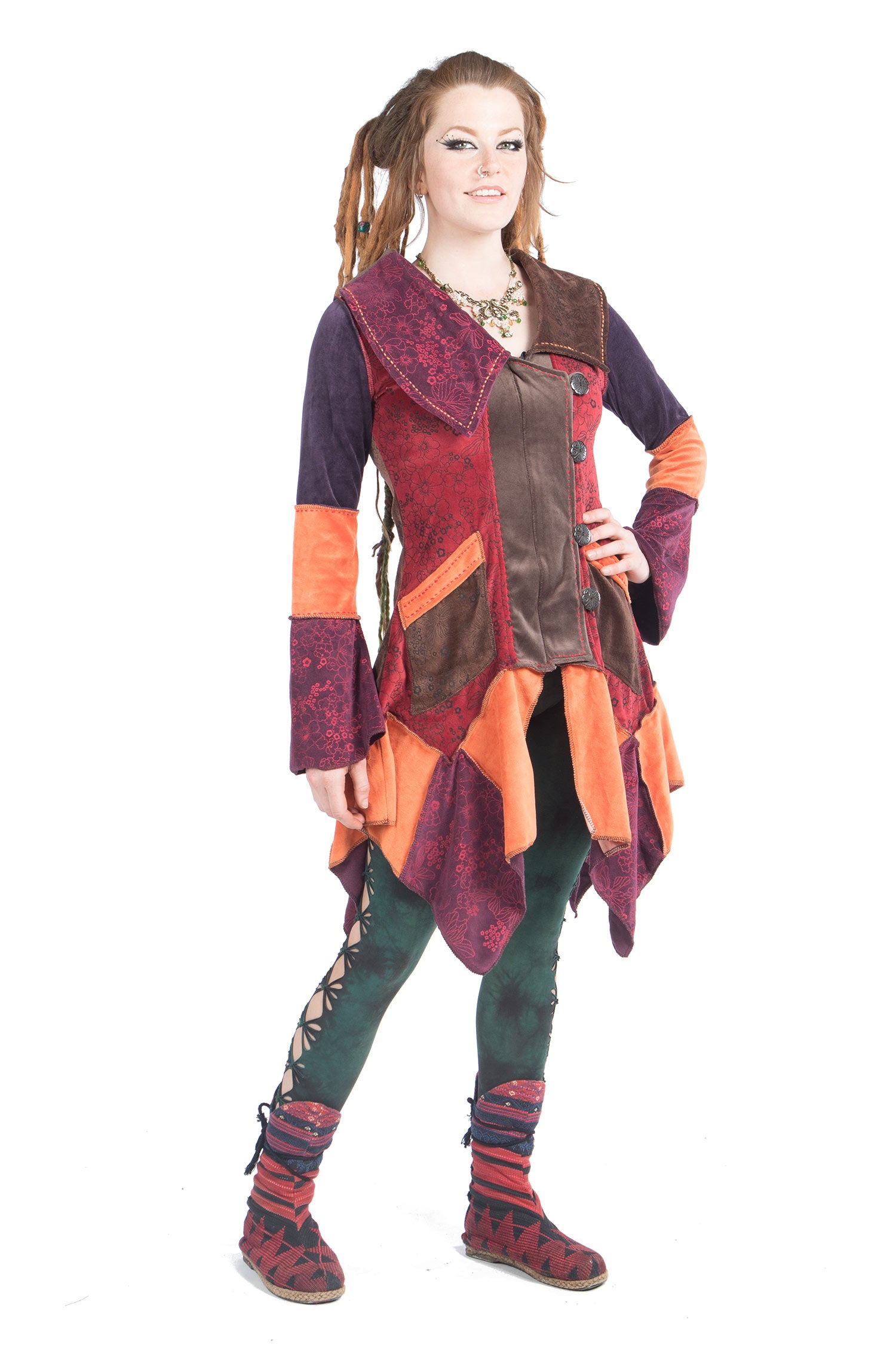 Velvet Patchwork Jacket, Woodland Fairy Jacket - Tinker Bell Cardigan (WCA1016) by Altshop UK