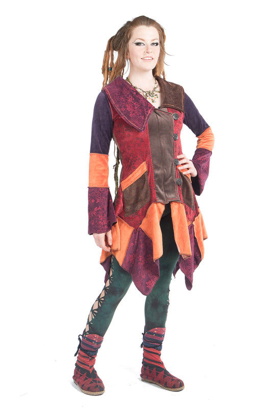 Velvet Patchwork Jacket, Woodland Fairy Jacket - Tinker Bell Cardigan (WCA1016) by Altshop UK
