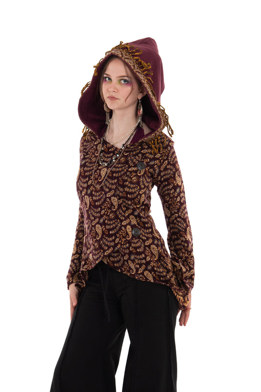 Paisley Shawl Jacket with Extra Large Tassled Hood