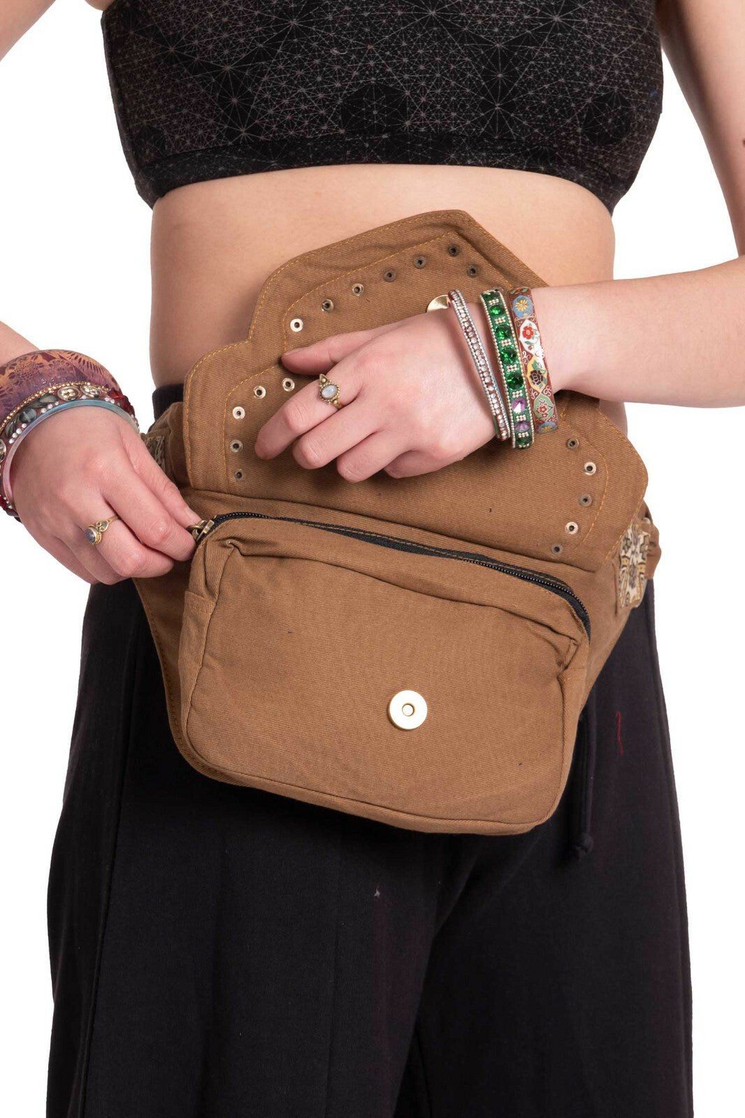 Hand Stamped Block Print Pocket Belt