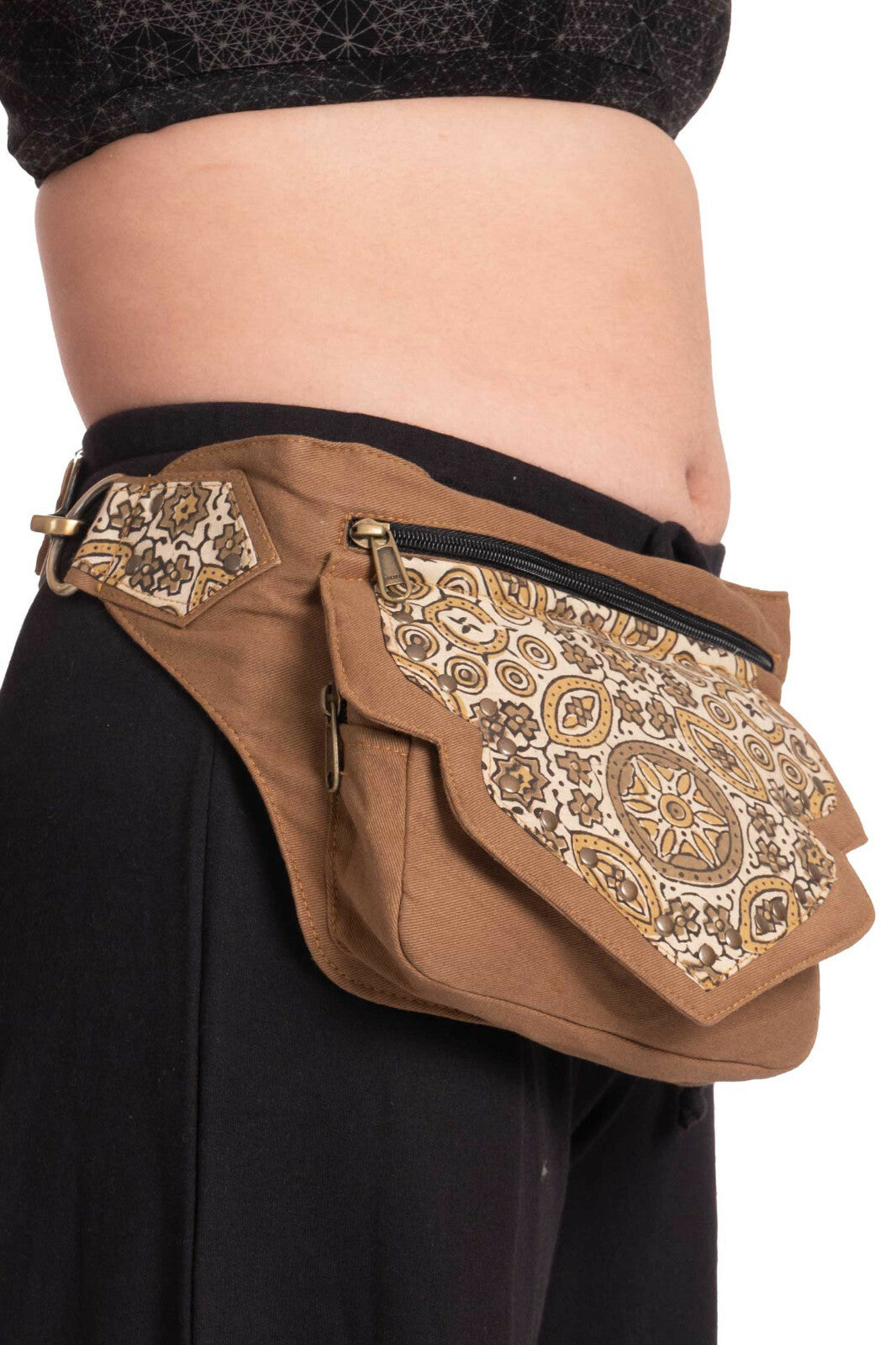 Hand Stamped Block Print Pocket Belt