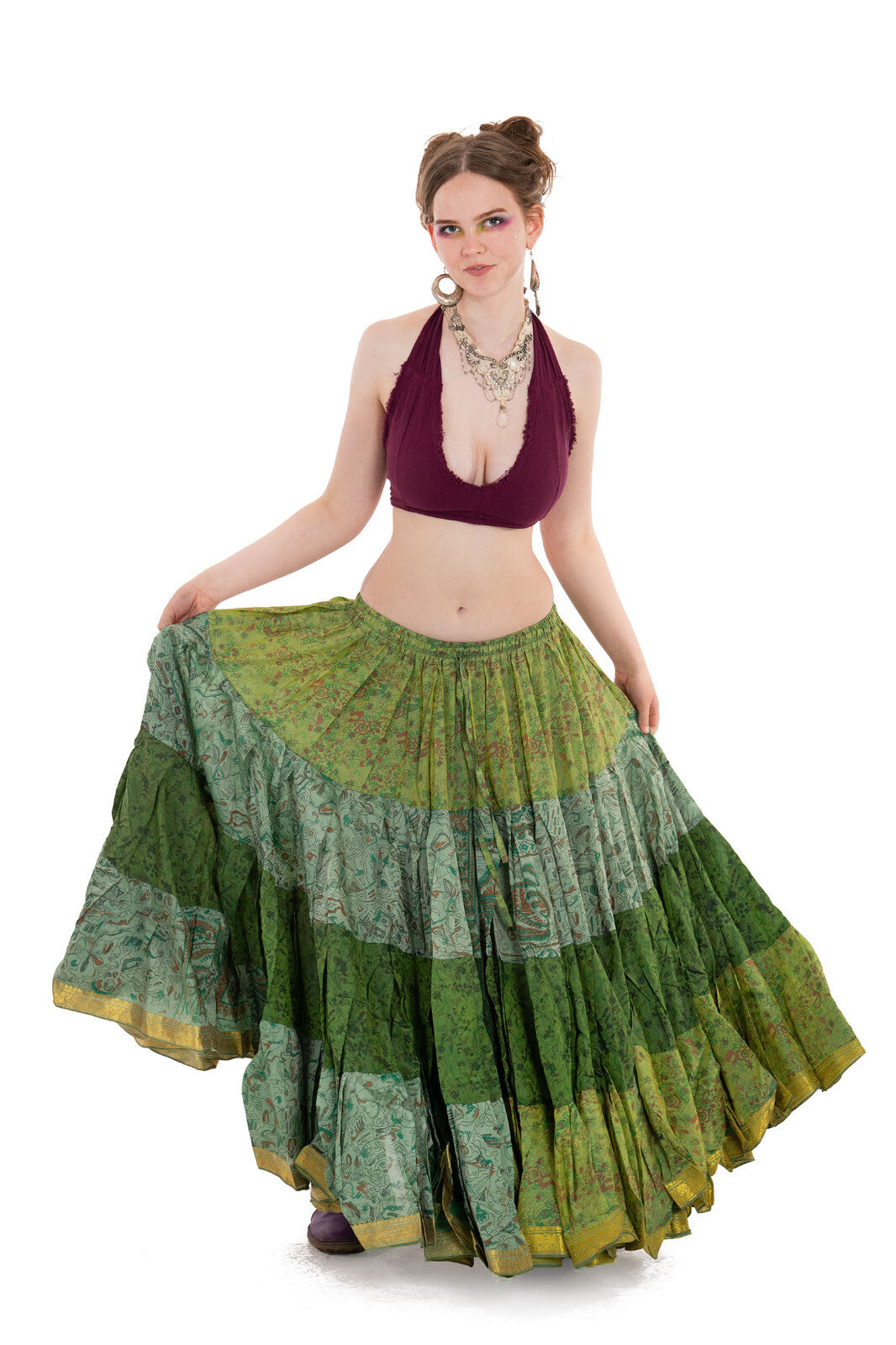 Long Upcycled Belly Dance Ats Skirt