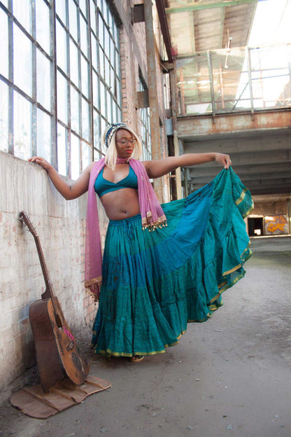 Long Upcycled Belly Dance ATS Skirt