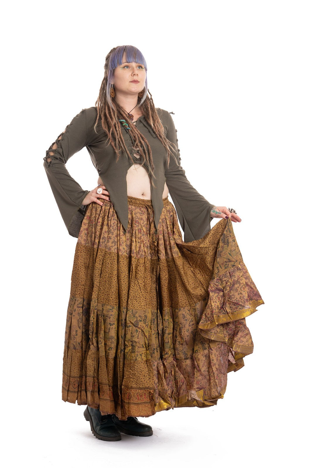 Long Upcycled Belly Dance Ats Skirt