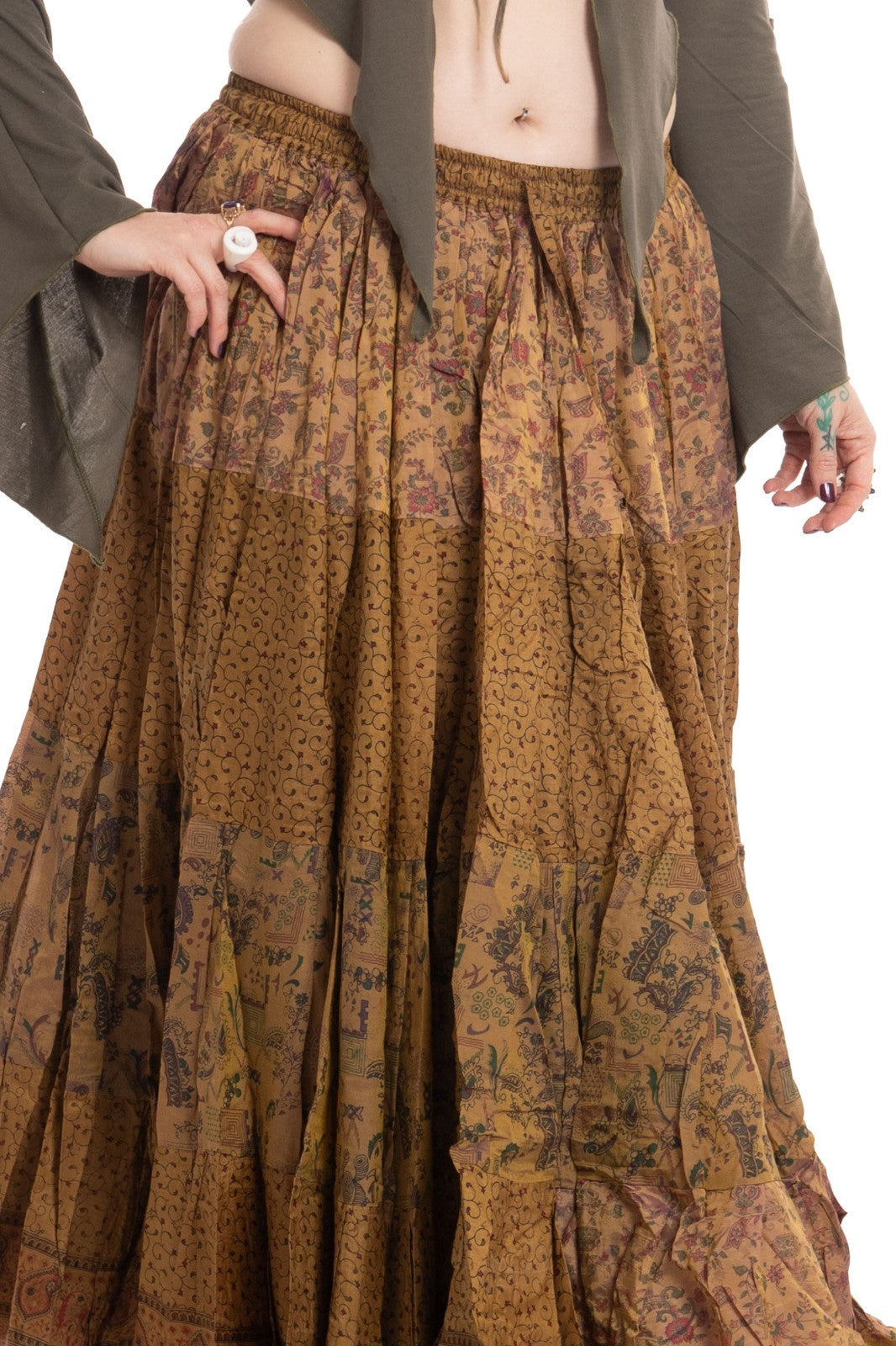 Long Upcycled Belly Dance Ats Skirt
