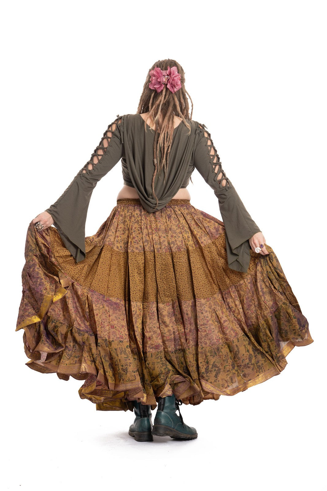 Long Upcycled Belly Dance Ats Skirt