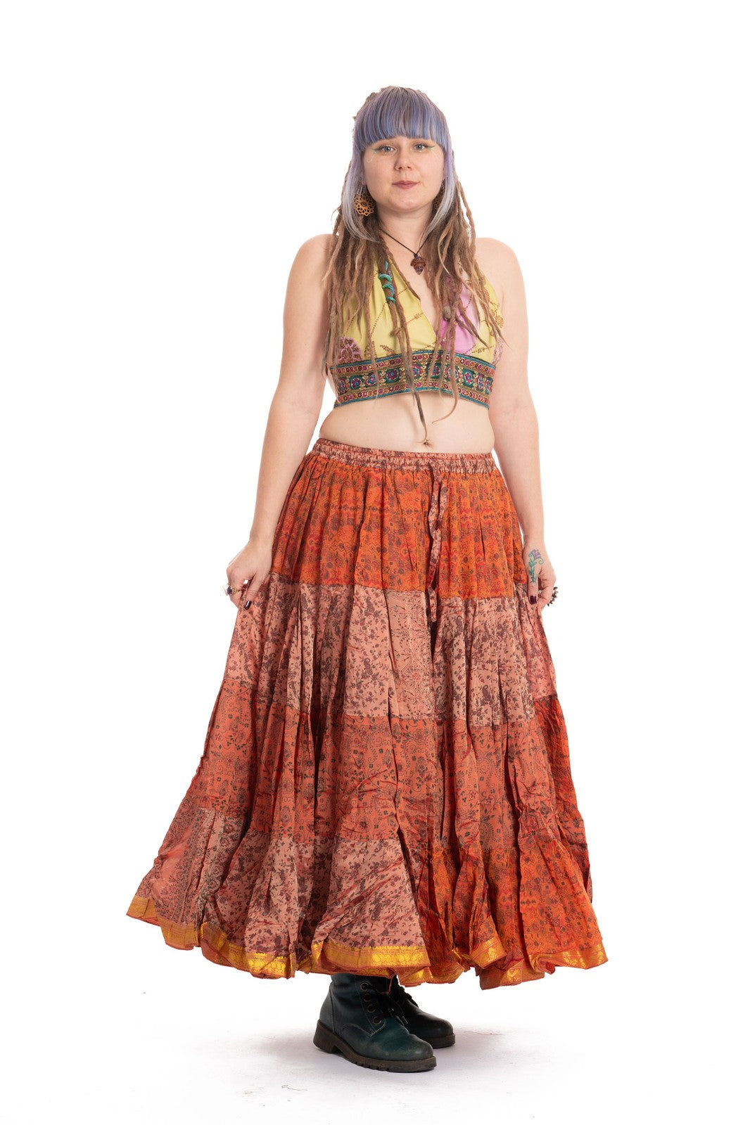 Long Upcycled Belly Dance Ats Skirt