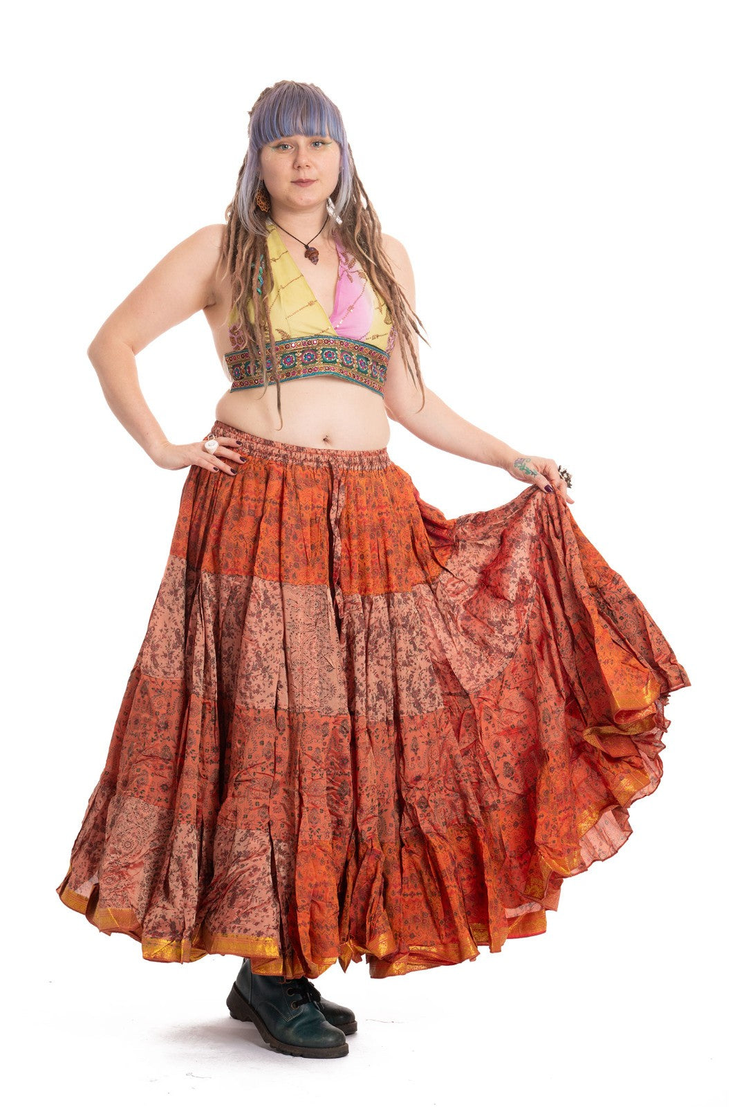 Long Upcycled Belly Dance Ats Skirt