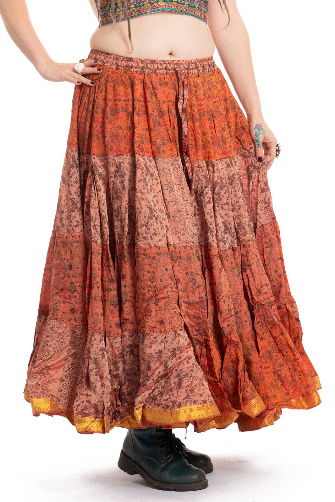 Long Upcycled Belly Dance Ats Skirt