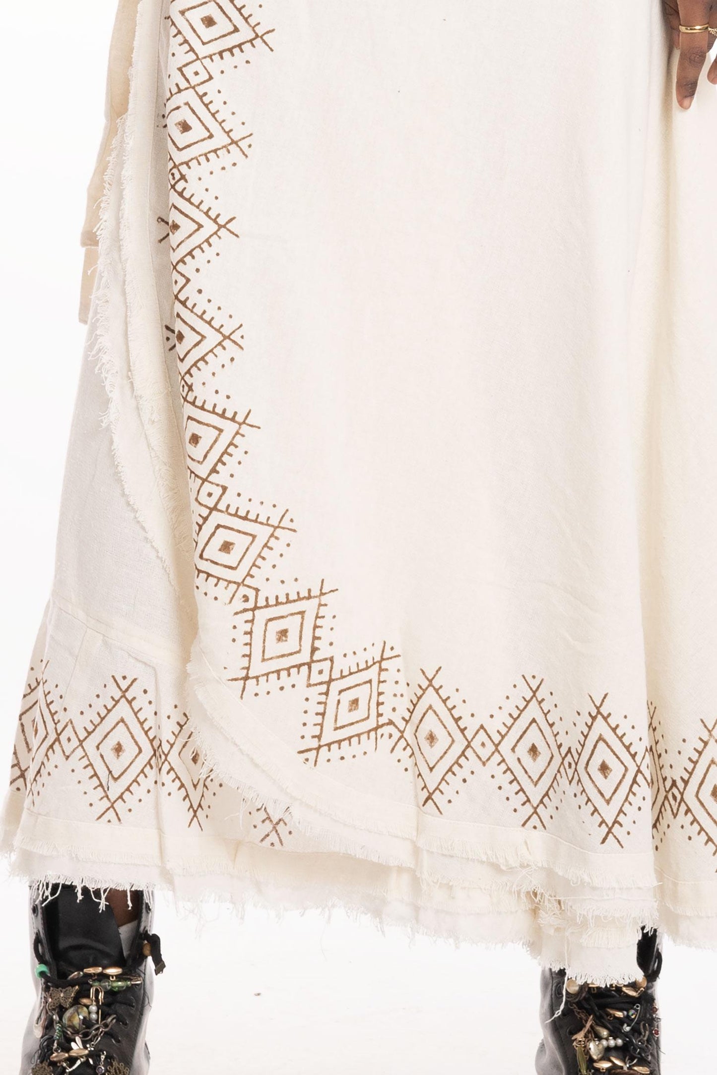 Hand Block Printed Goa Boho Hippy Jute Wrap Skirt