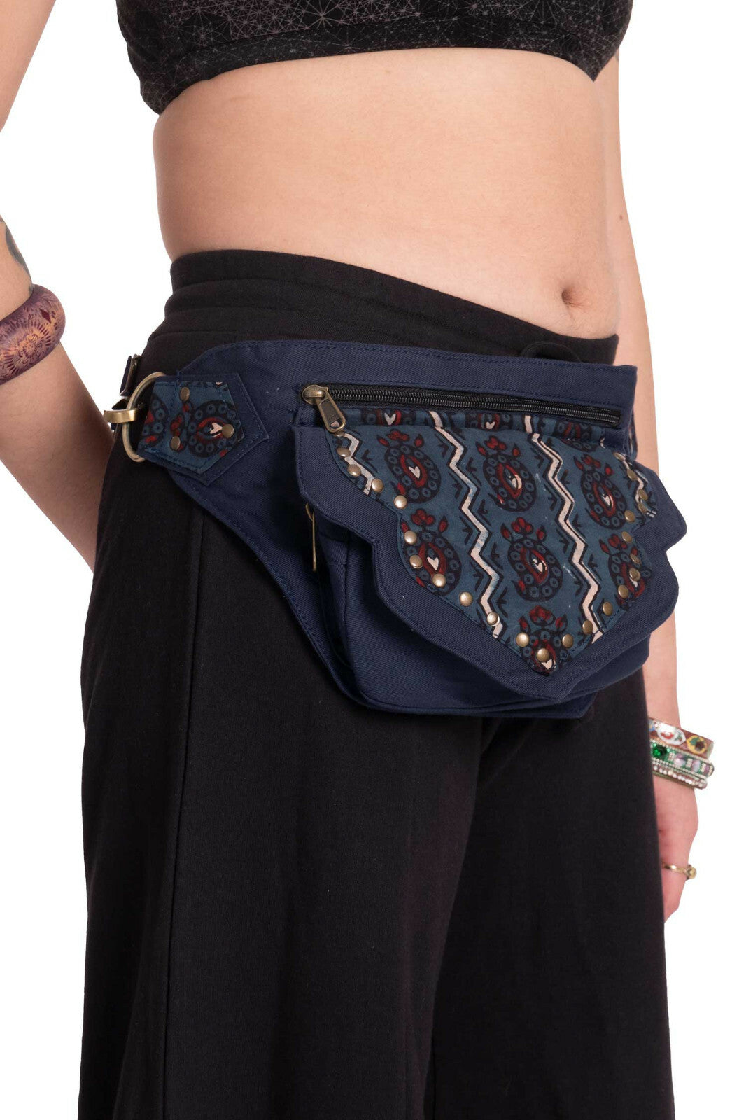 Hand Stamped Block Print Pocket Belt