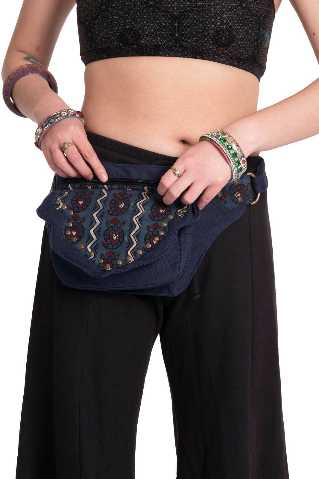 Hand Stamped Block Print Pocket Belt