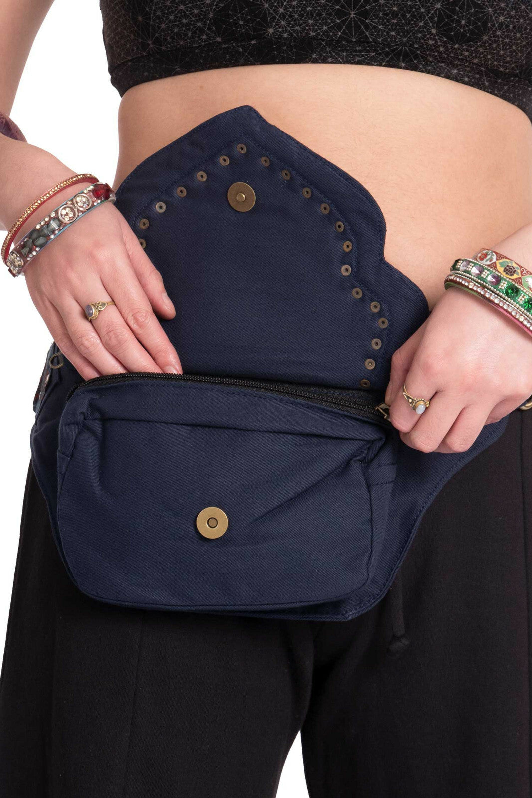 Hand Stamped Block Print Pocket Belt