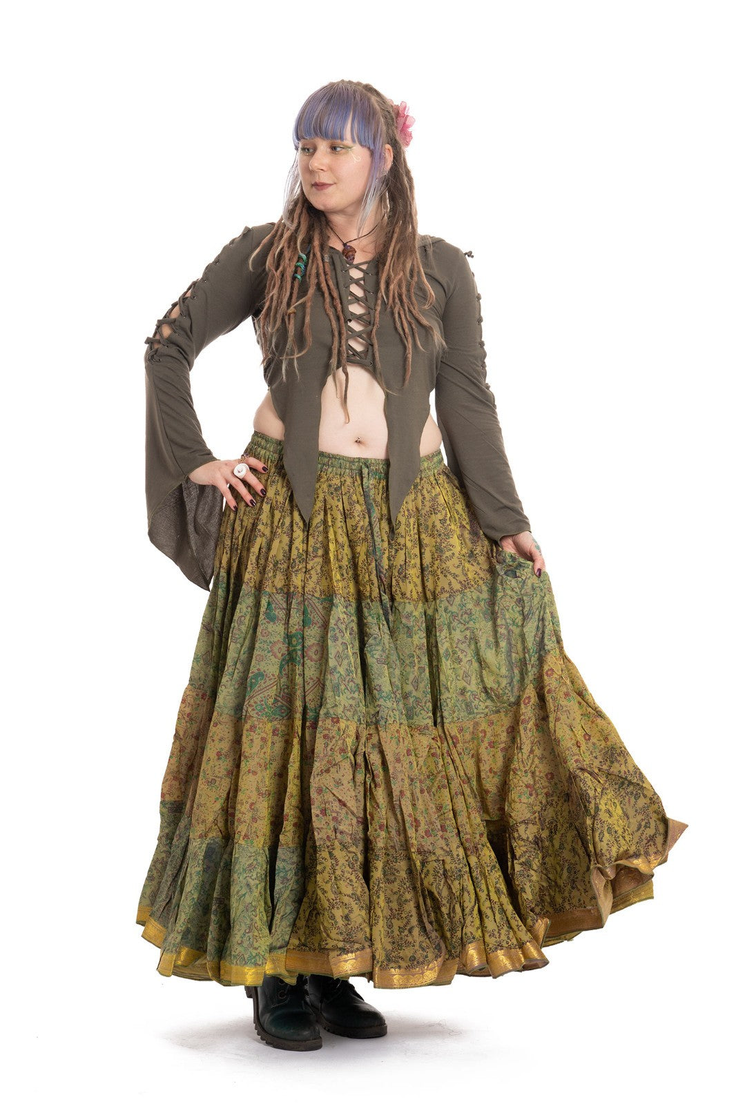 Long Upcycled Belly Dance Ats Skirt
